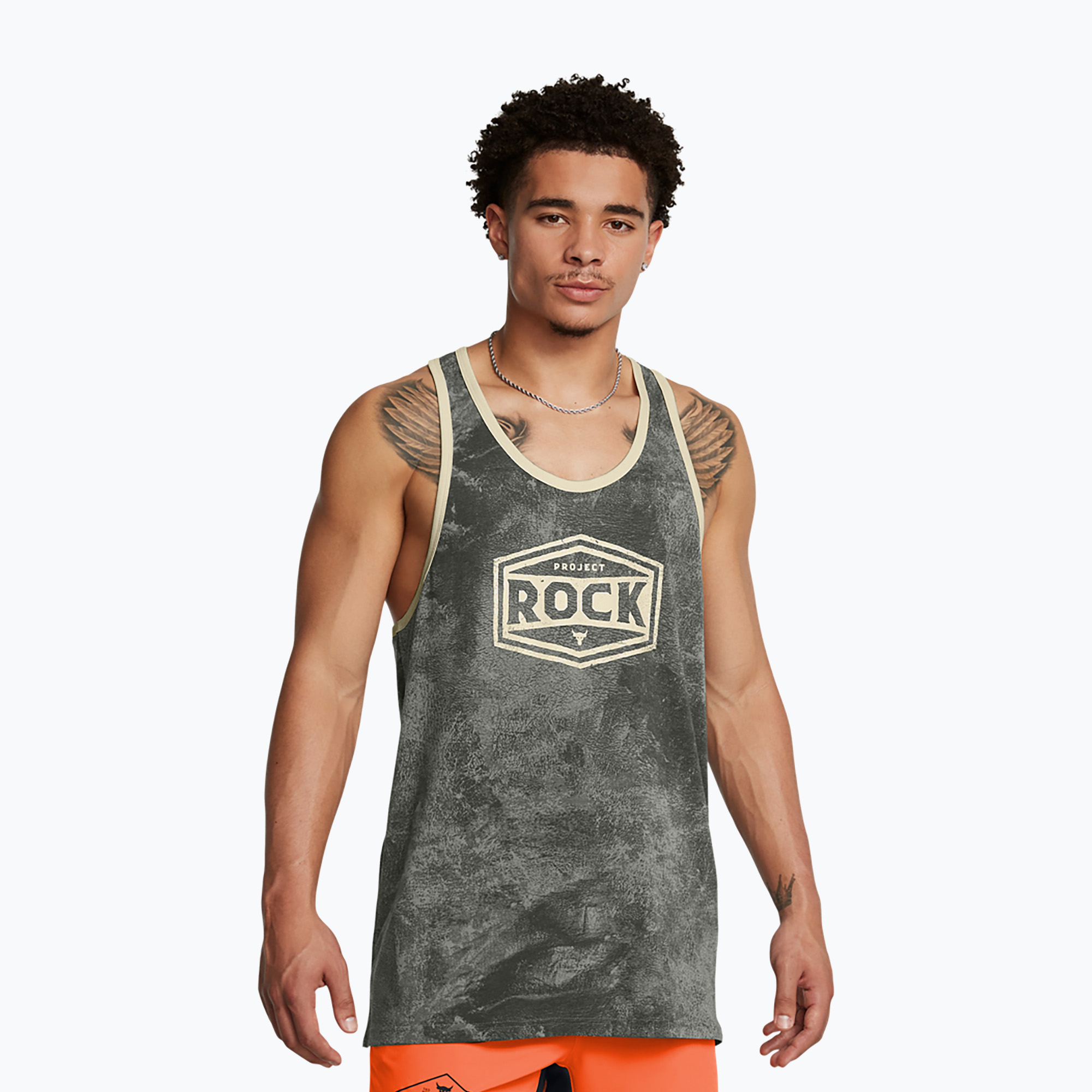 Under Armour Project Rock Racer clay green/silt men's training tank top (M)