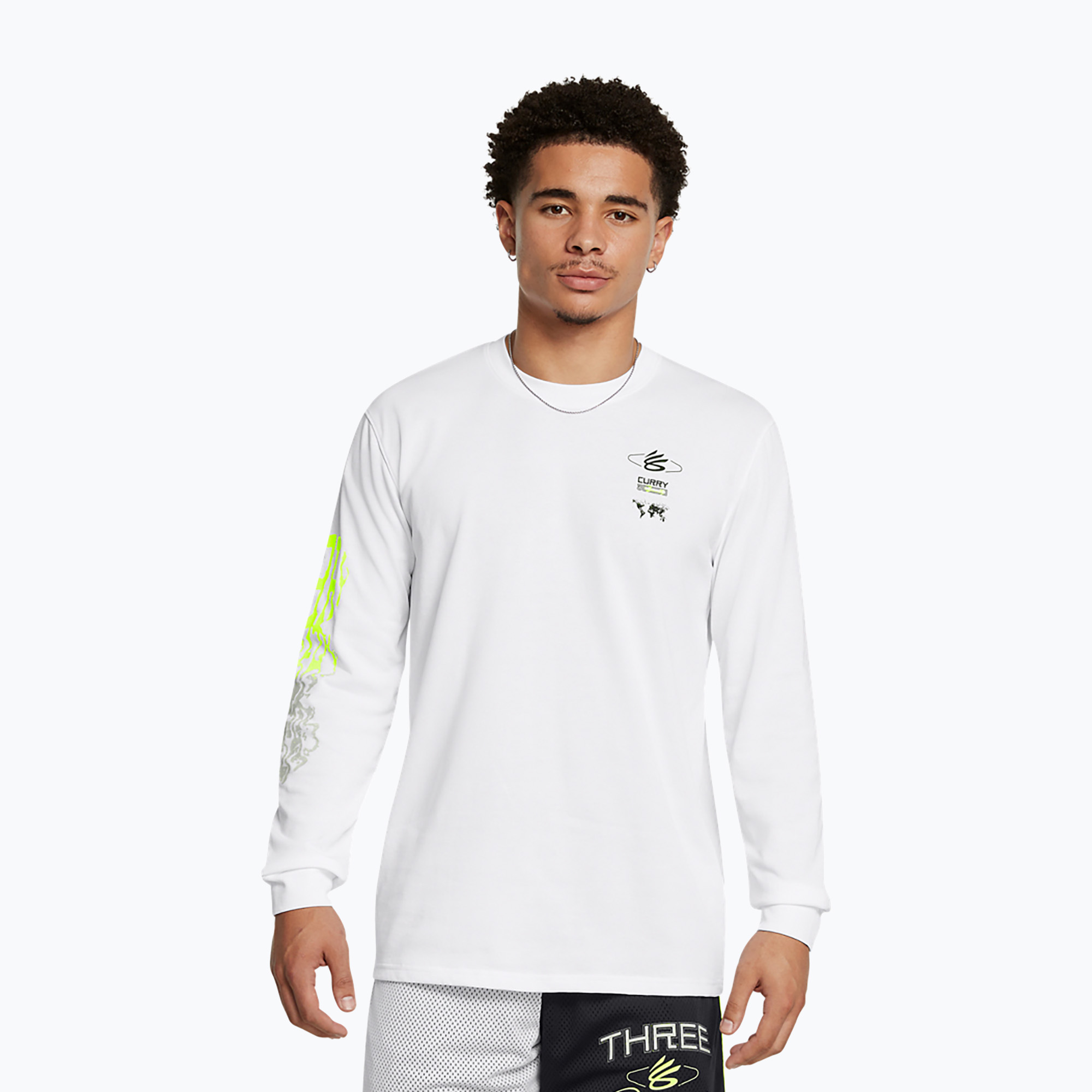 Under Armour Curry Verbiage Heavyweight men's longsleeve white/high vis yellow/black (M)