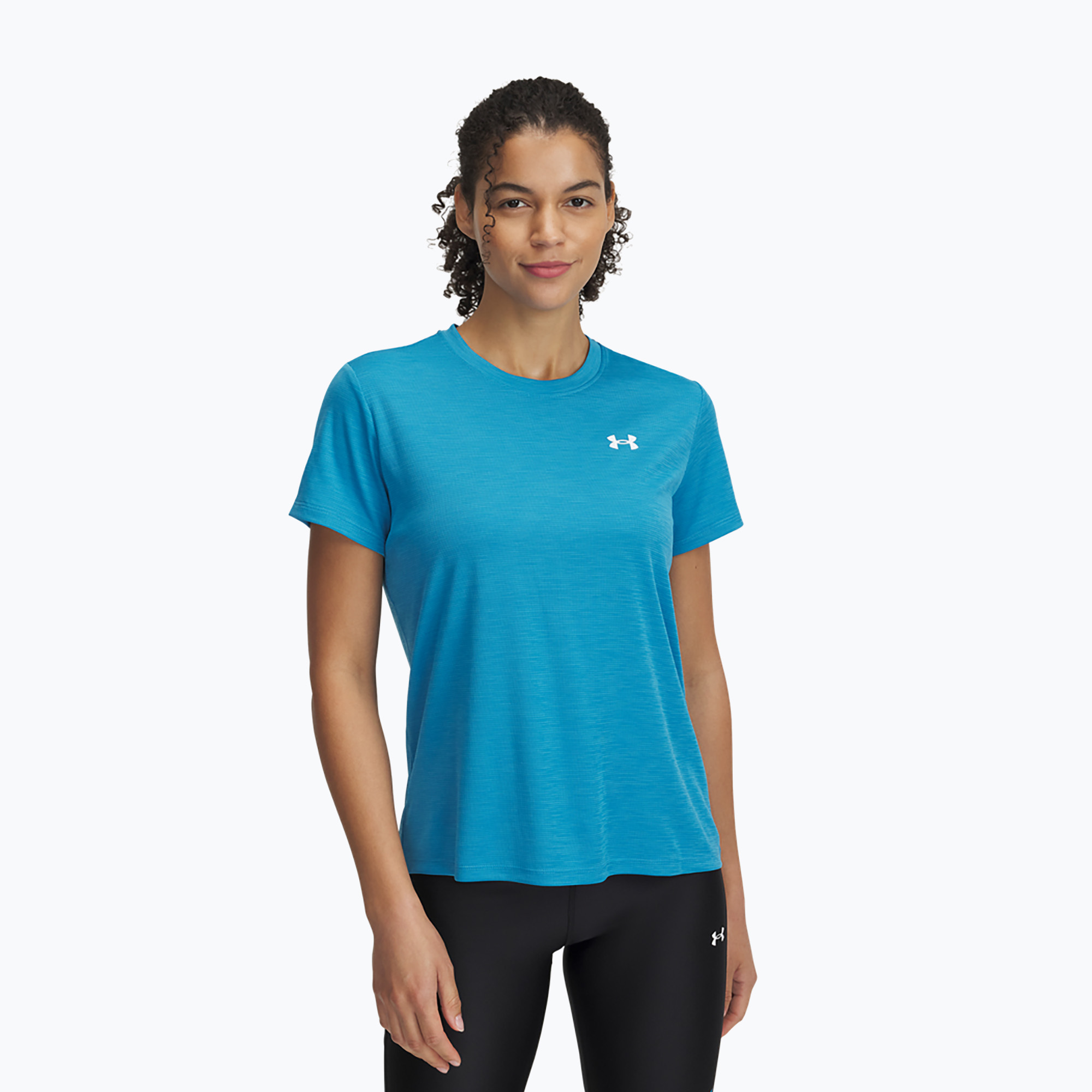Women's training T-shirt Under Armour Tech Textured ether blue/white