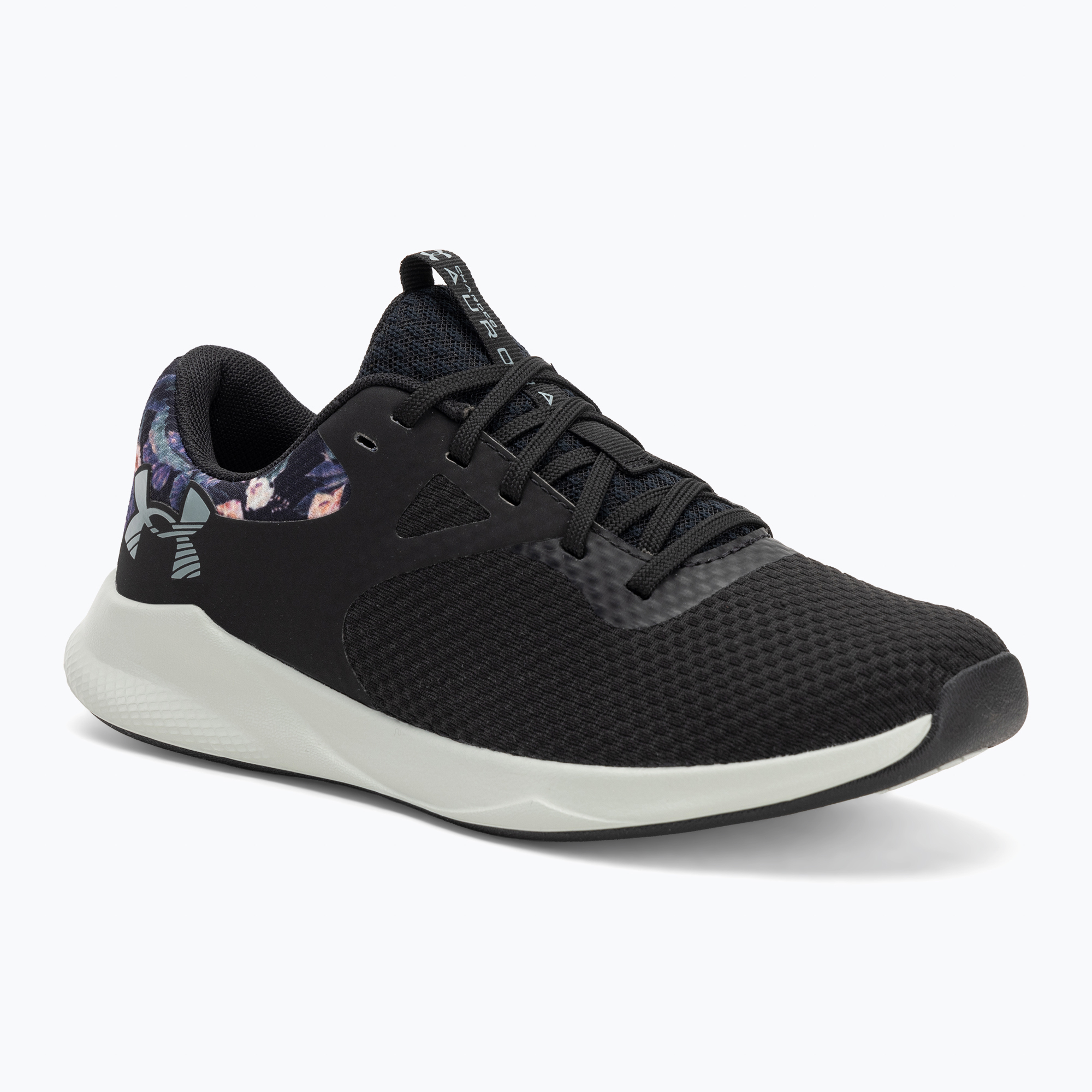 Women's training shoes Under Armour Charged Aurora 2+ black/hydro green/metallic warm silver (36.5 EU)