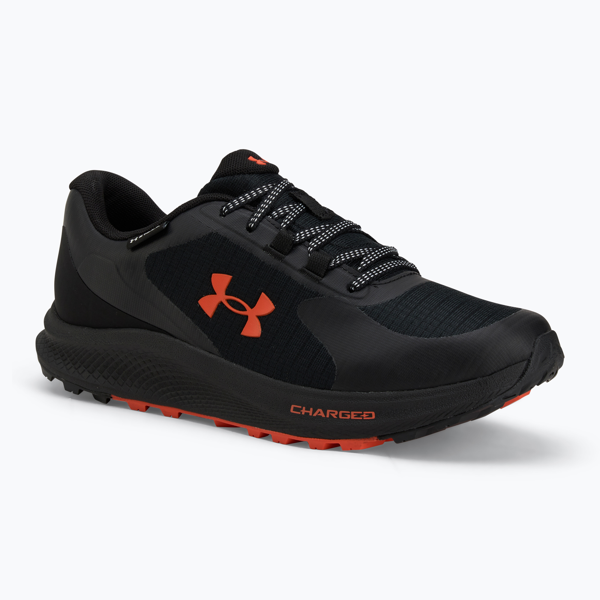 Men's running shoes Under Armour Charged Bandit Trail 3 black/black/fire (46 EU)