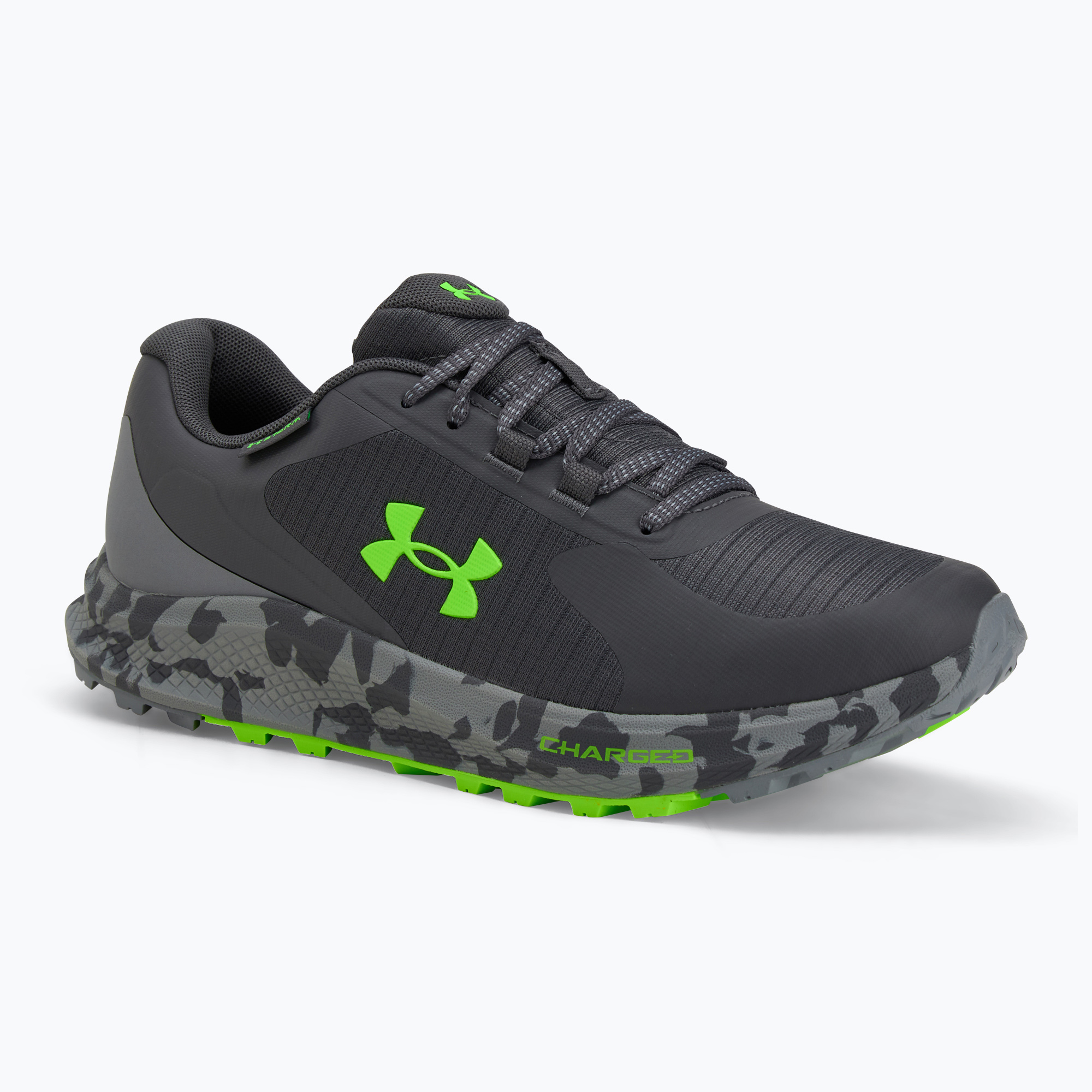 Men's running shoes Under Armour Charged Bandit Trail 3 castlerock/steel/hyper green (45 EU)