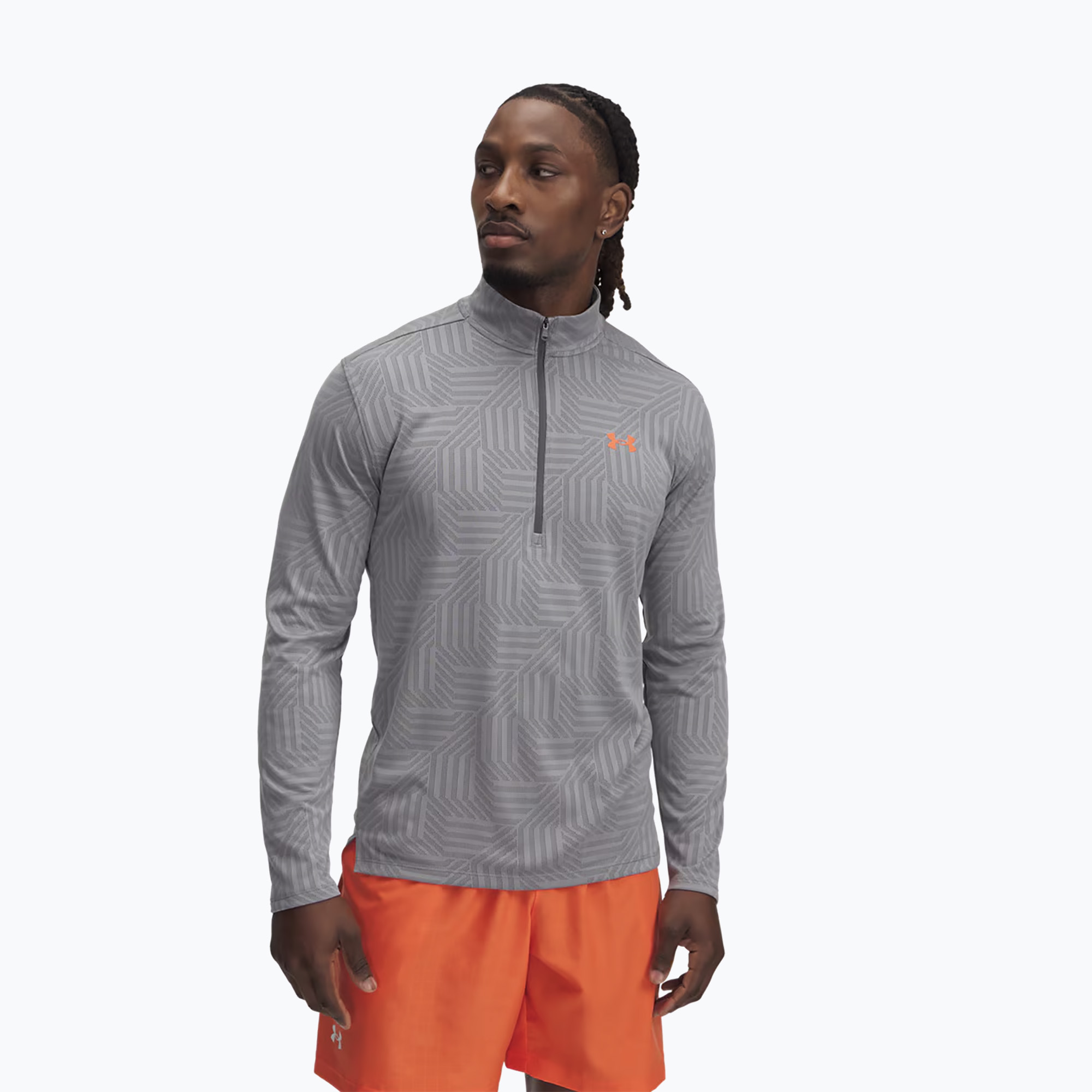 Men's training longsleeve Under Armour Tech Vent Geotessa 1/2 Zip steel/castlerock/fire (S)