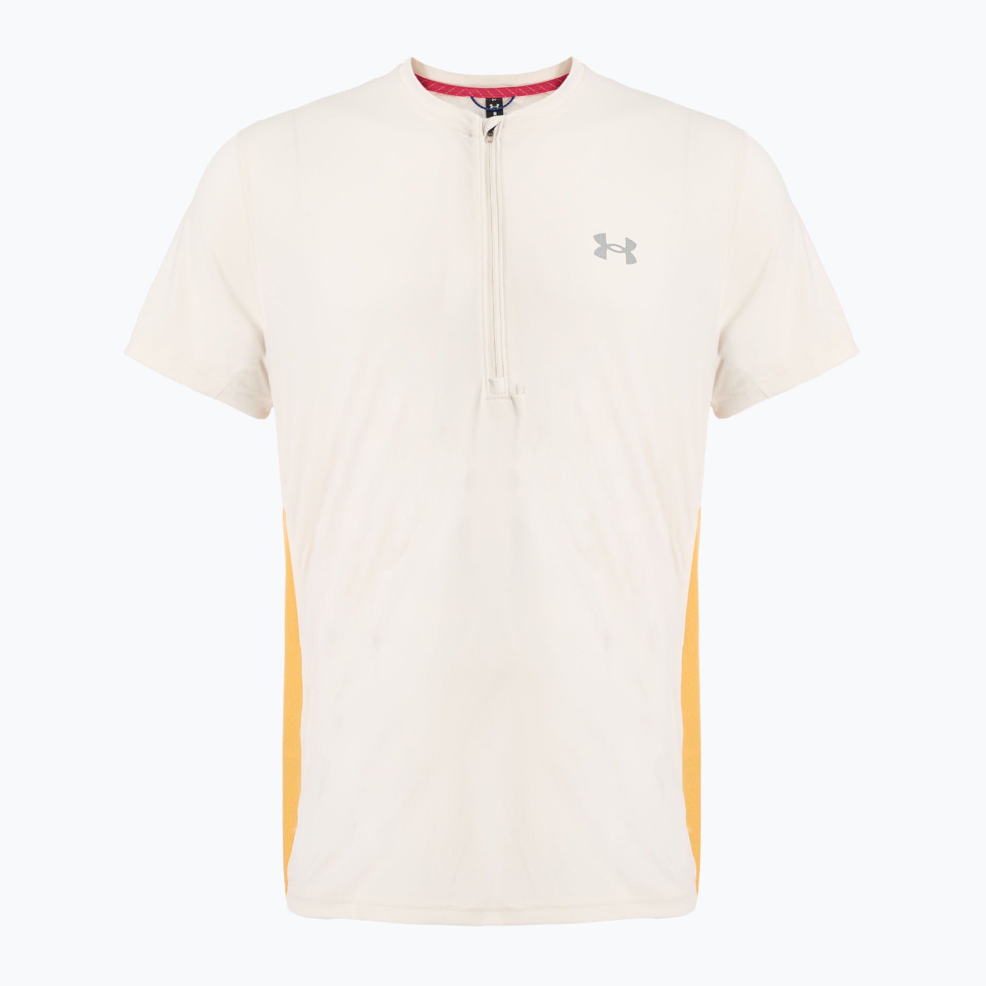 Men's running T-shirt Under Armour Trail Run Zip stone/noble gold/reflective (M)