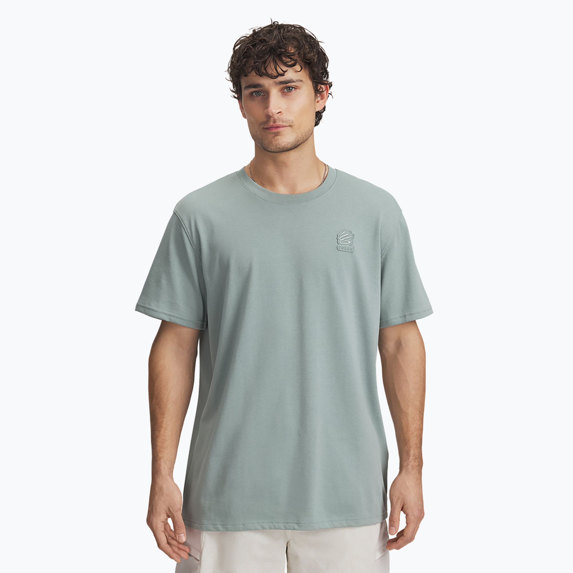 Men's basketball T-shirt Under Armour Curry Heavyweight Trend Tee silica green/silica green (S)