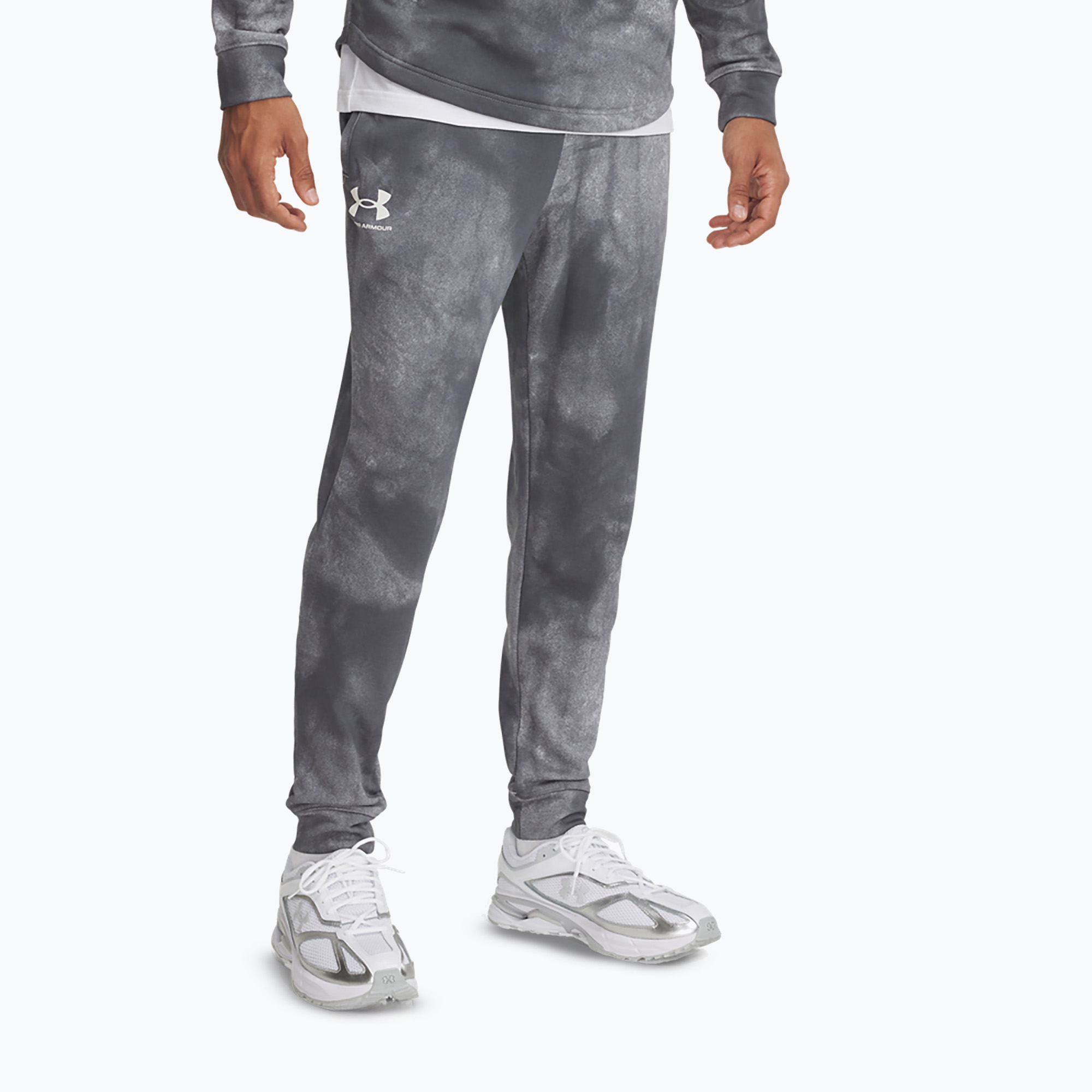 Men's trousers Under Armour Rival Terry Printed Jogger castlerock/onyx white (XL)