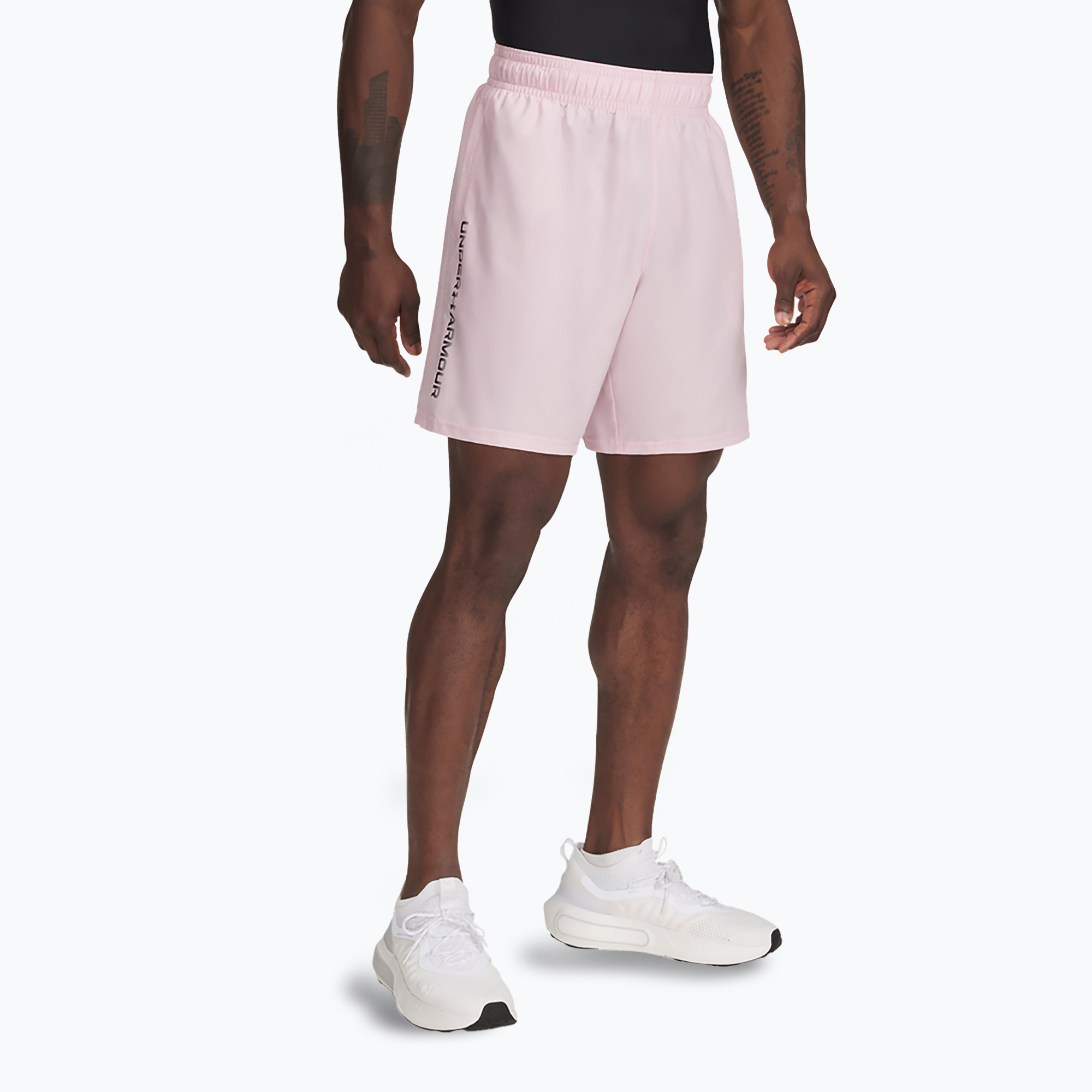 Men's Under Armour Woven Wordmark prime pink/black training shorts (XXL)