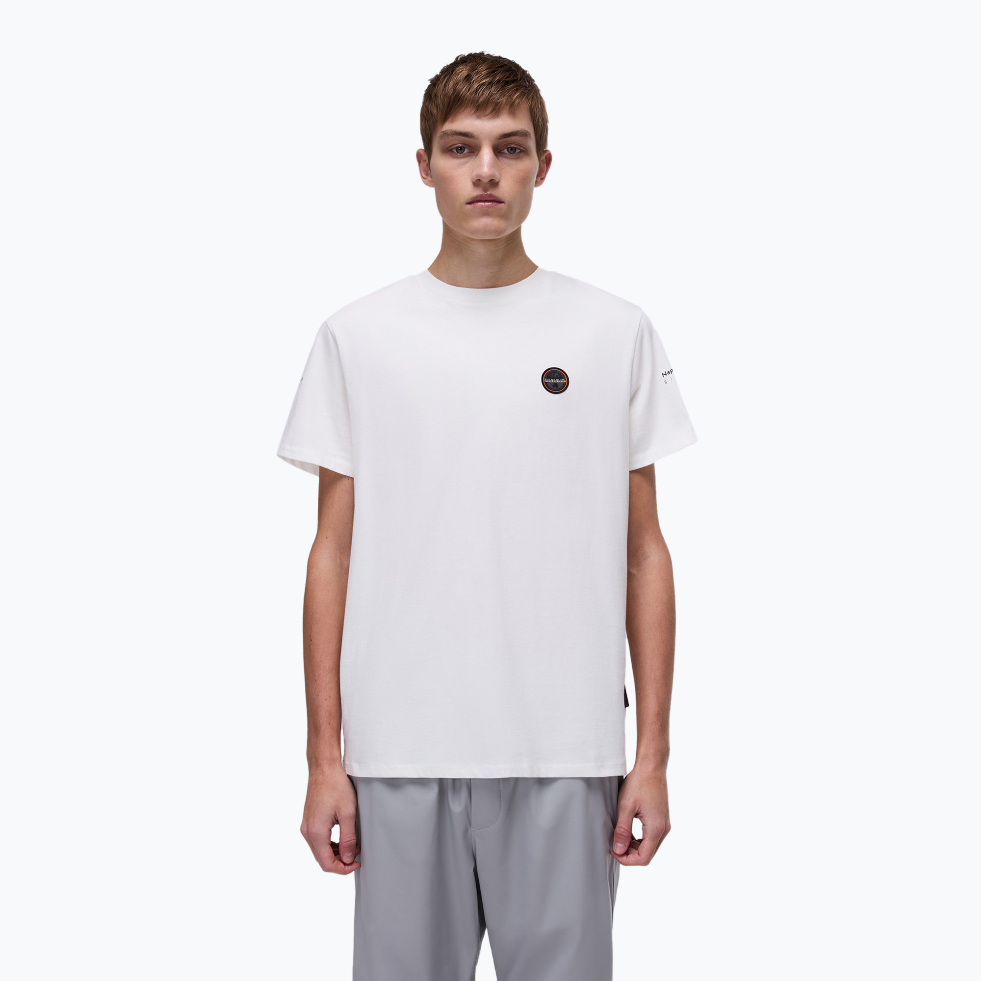 Men's T-shirt Napapijri S-Badge white heron (XXL)