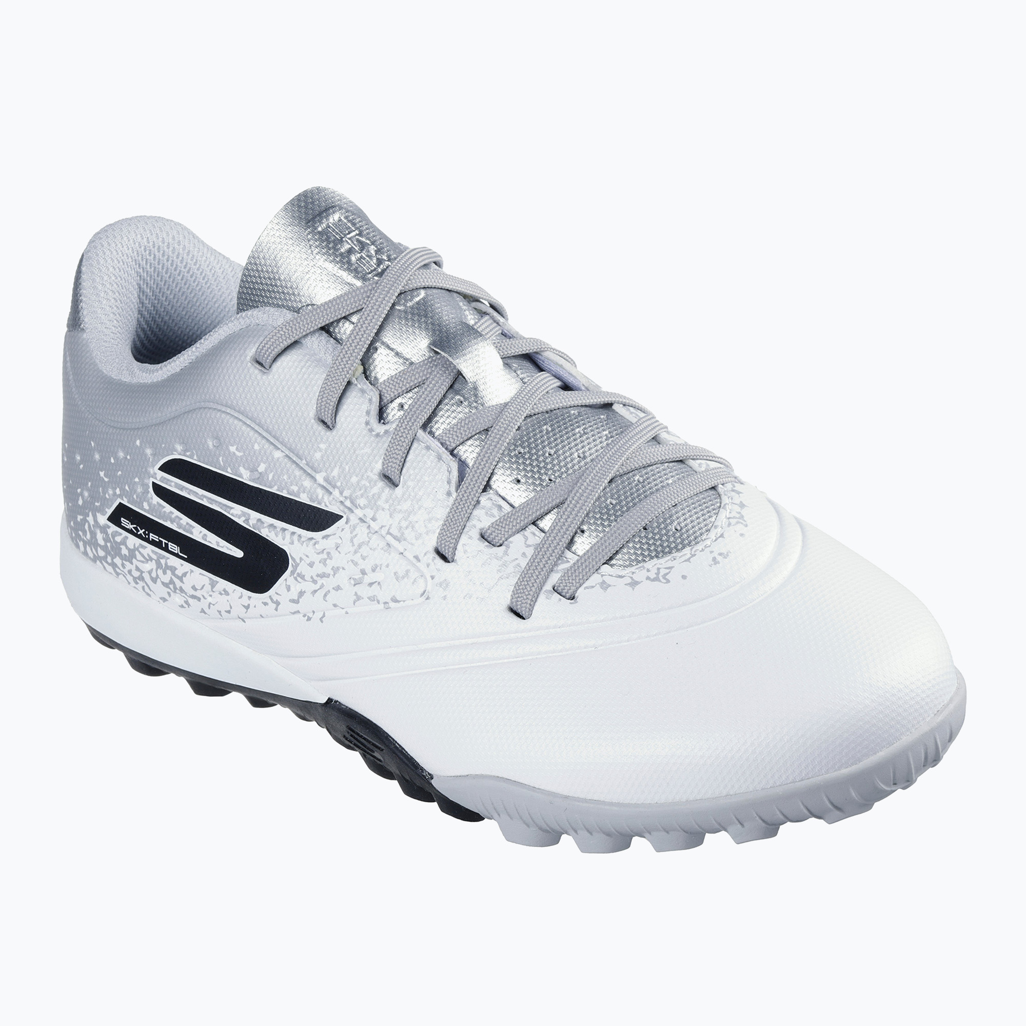 Children's football boots SKECHERS Razor 1.5 Youth Jr TF white/silver (33.5 EU)