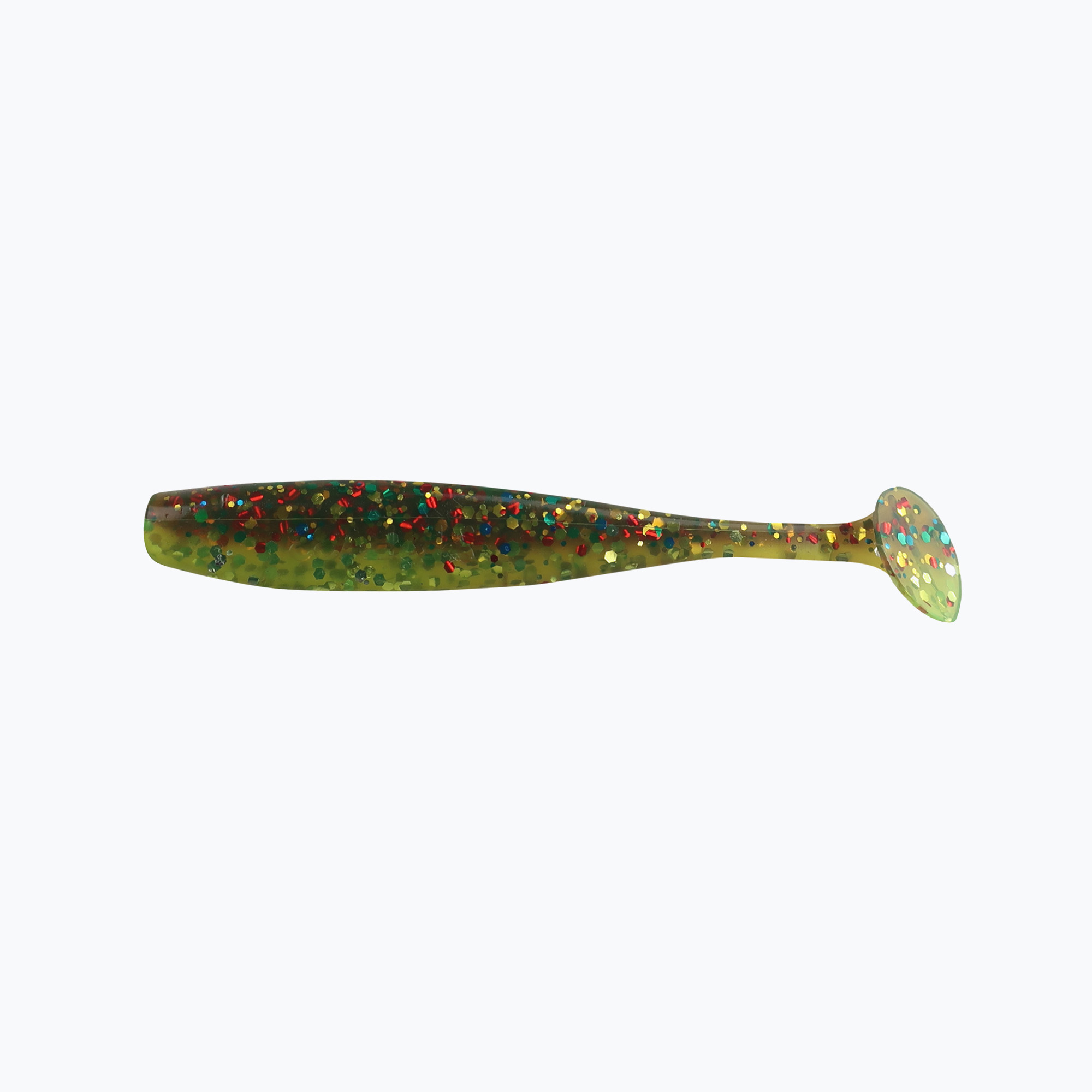 Relax Bass 2.5 Laminated rubber lure 4pc motor oil-multi glitter chartreuse-silver glitter BAS25