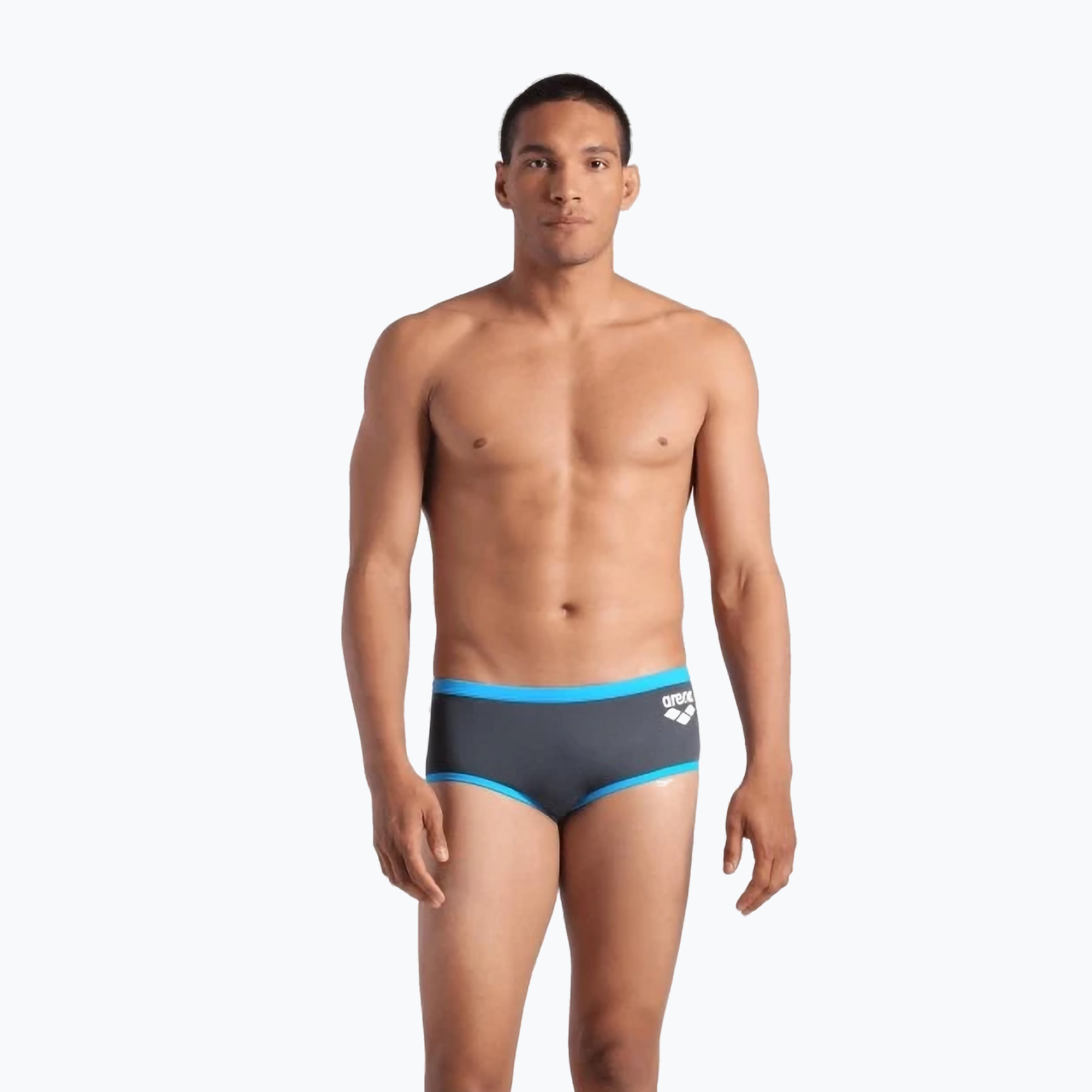 Men's swimming boxers arena One Low Waist Short Big Logo asphalt/turquise (85)