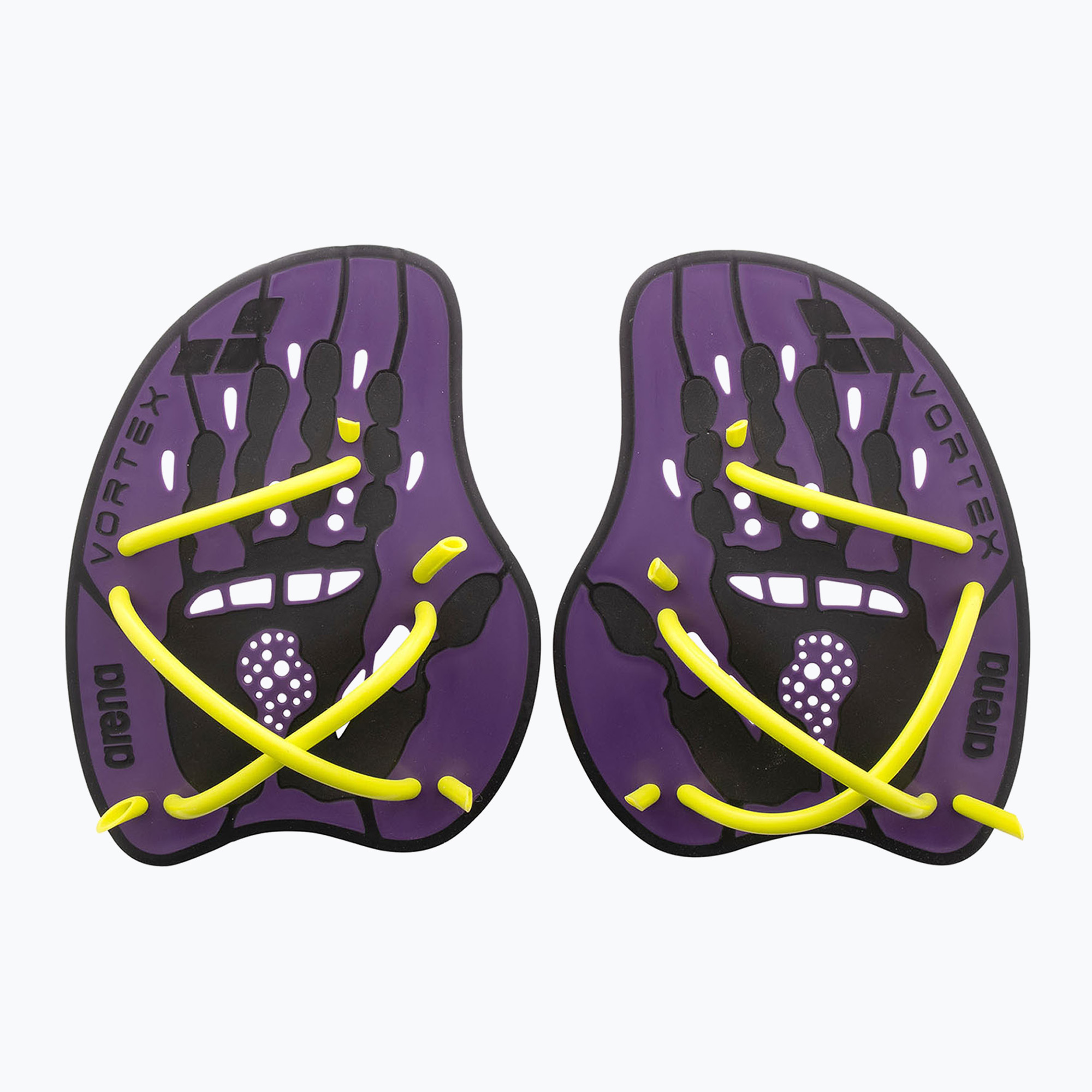 Arena Vortex Evolution plum/acid lime swimming paddles (L)