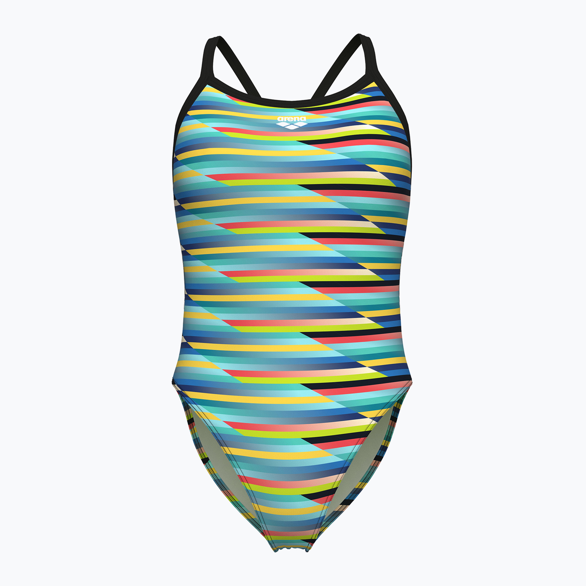 Women's one-piece swimsuit arena Racing Stripe Xcriss Cross black multi/black (44 FR)