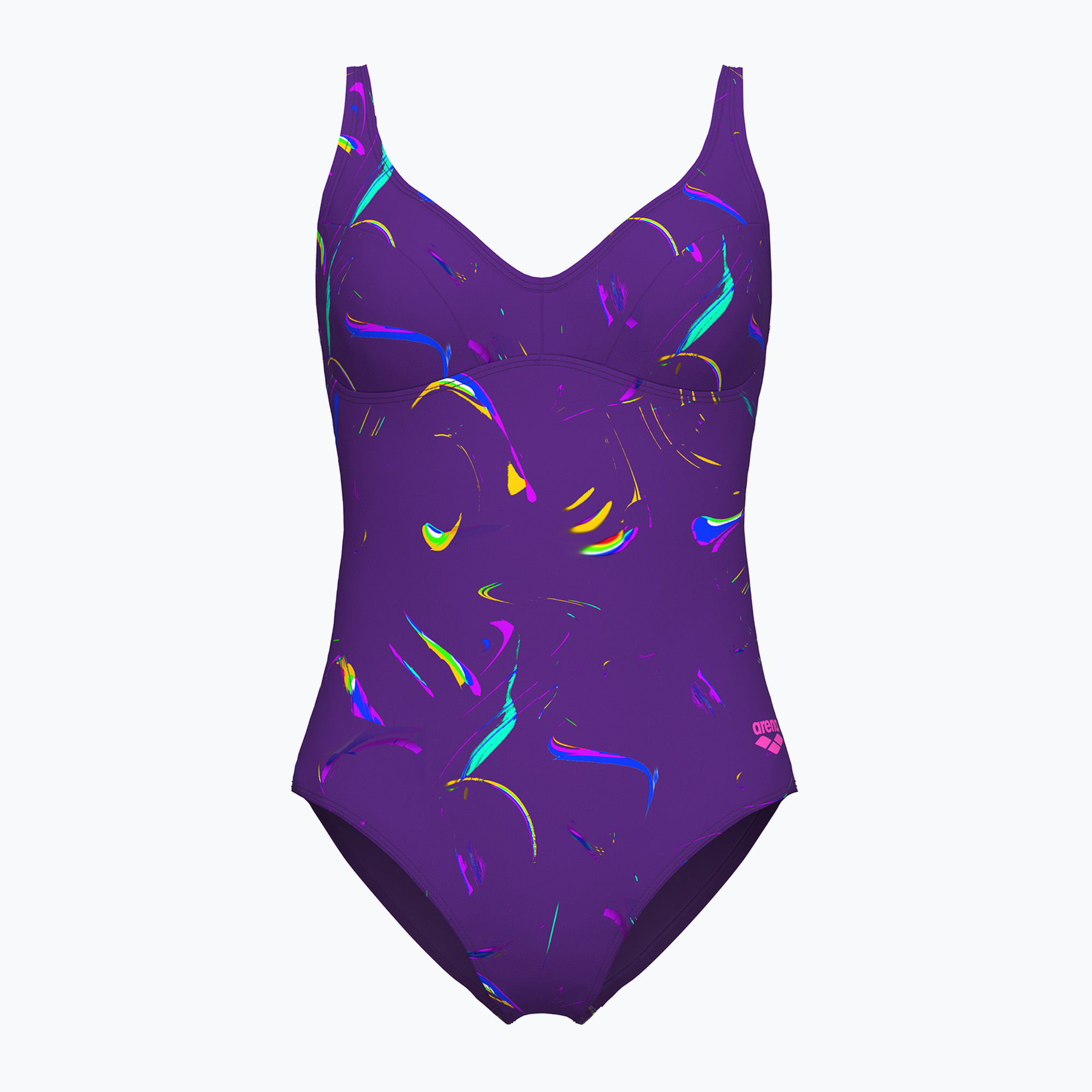 Women's one-piece swimsuit arena Abyss U Back multi plum/plum (48 FR)