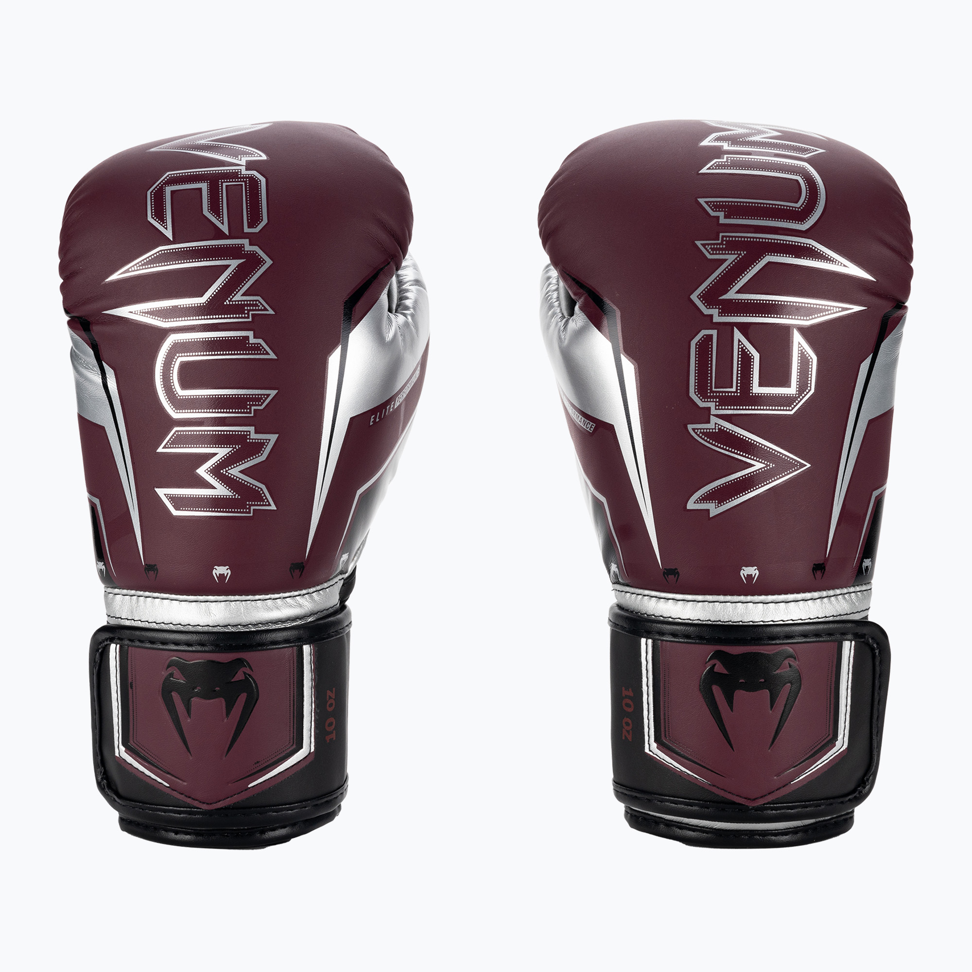Venum Elite Evo burgundy/silver boxing gloves (16 oz)