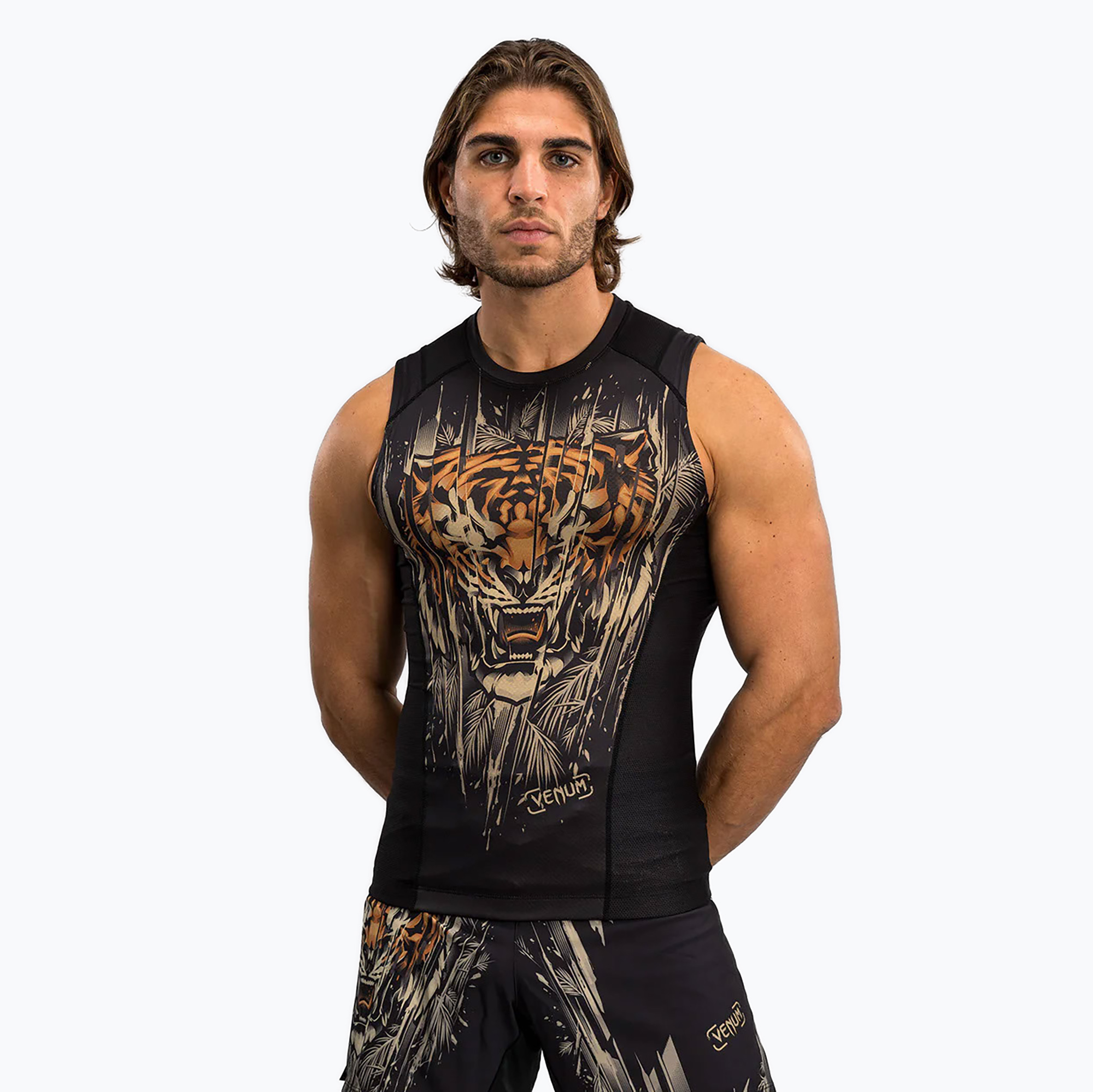 Venum Tiger Men's Sleeveless Rashguard black/neon orange