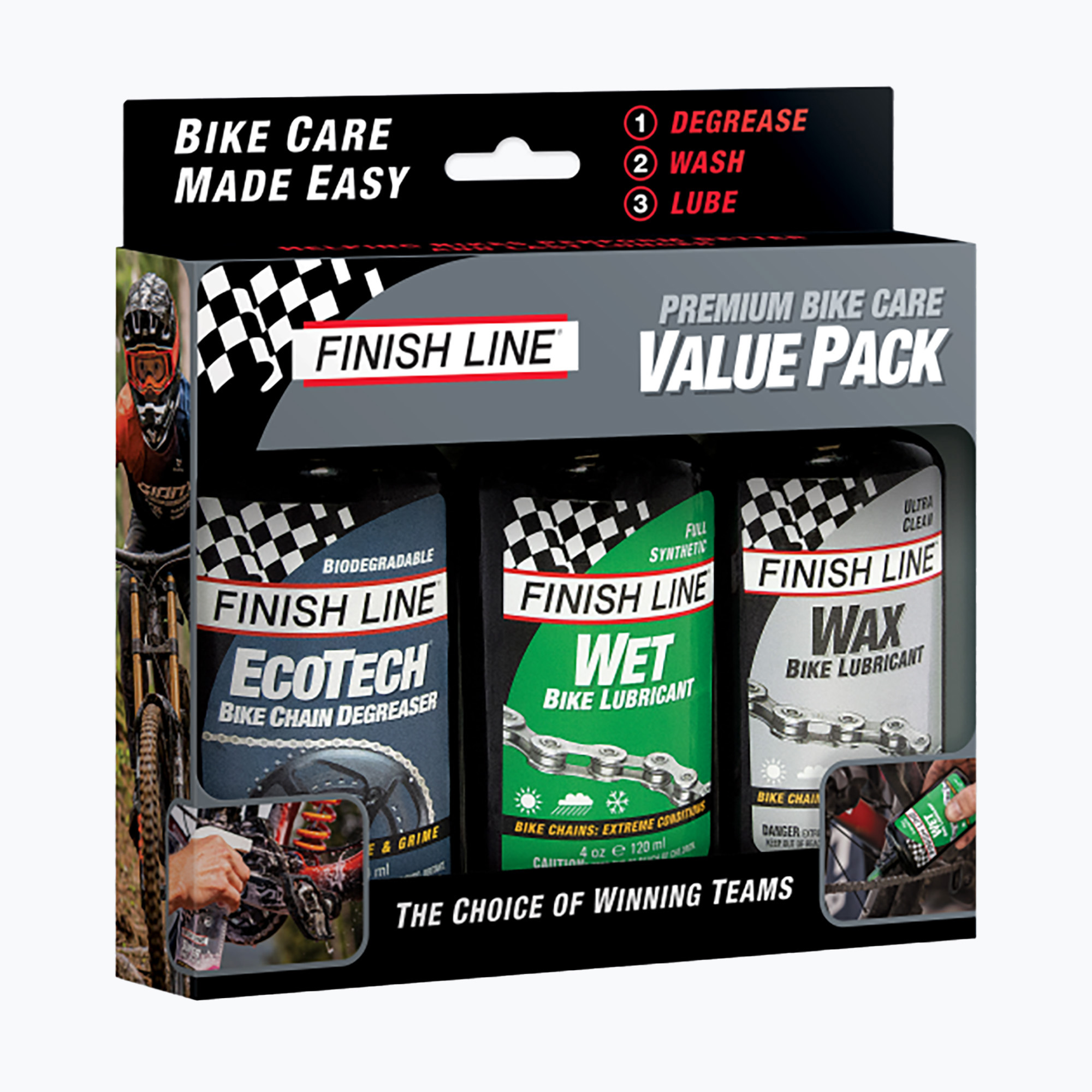 Finish Line Premium Bike degreaser + Cross Country oil + KryTech oil 120 ml kit (3 x 120 ml)