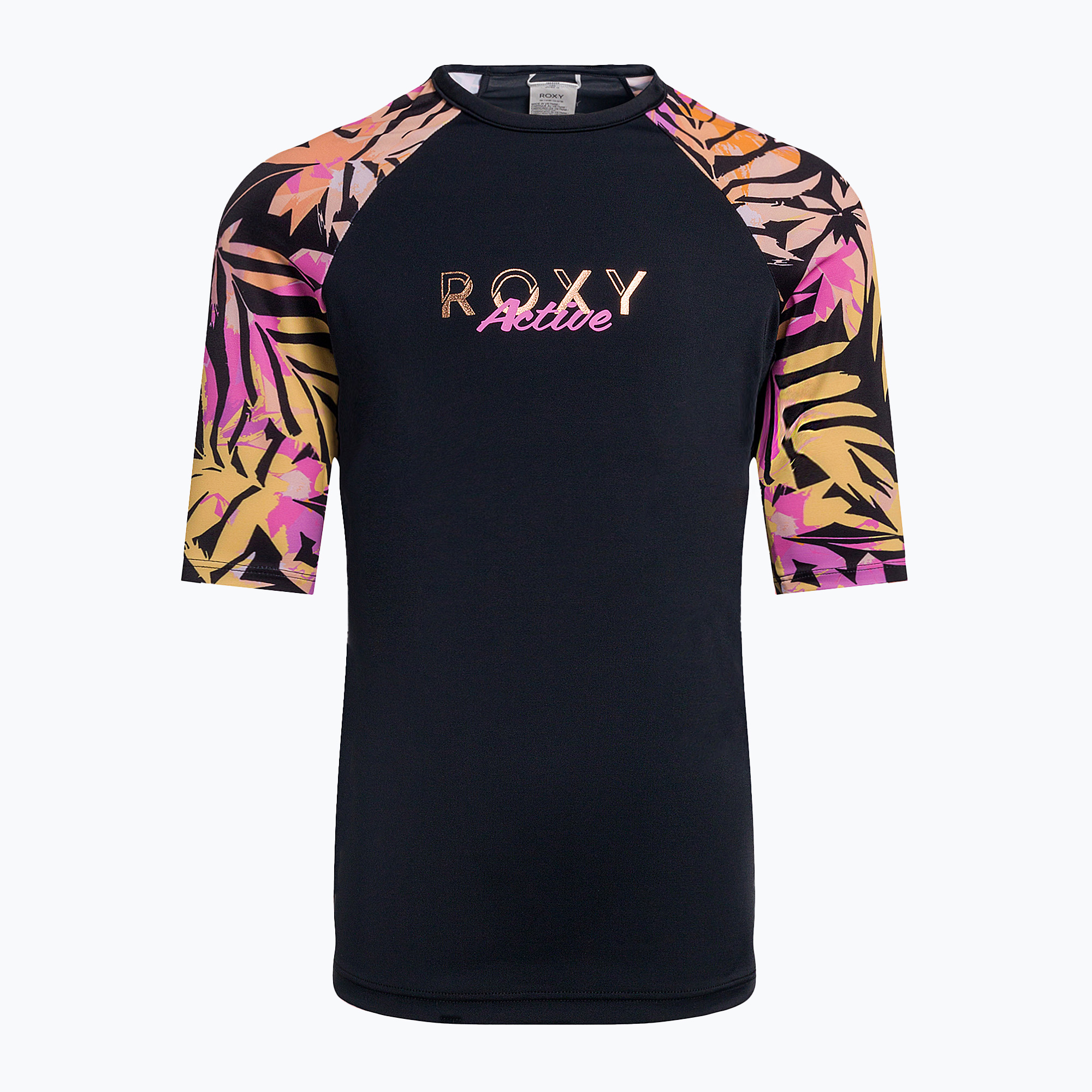 Children's swimming T-shirt ROXY Active Joy Lycra 2021 anthracite zebra jungle girl