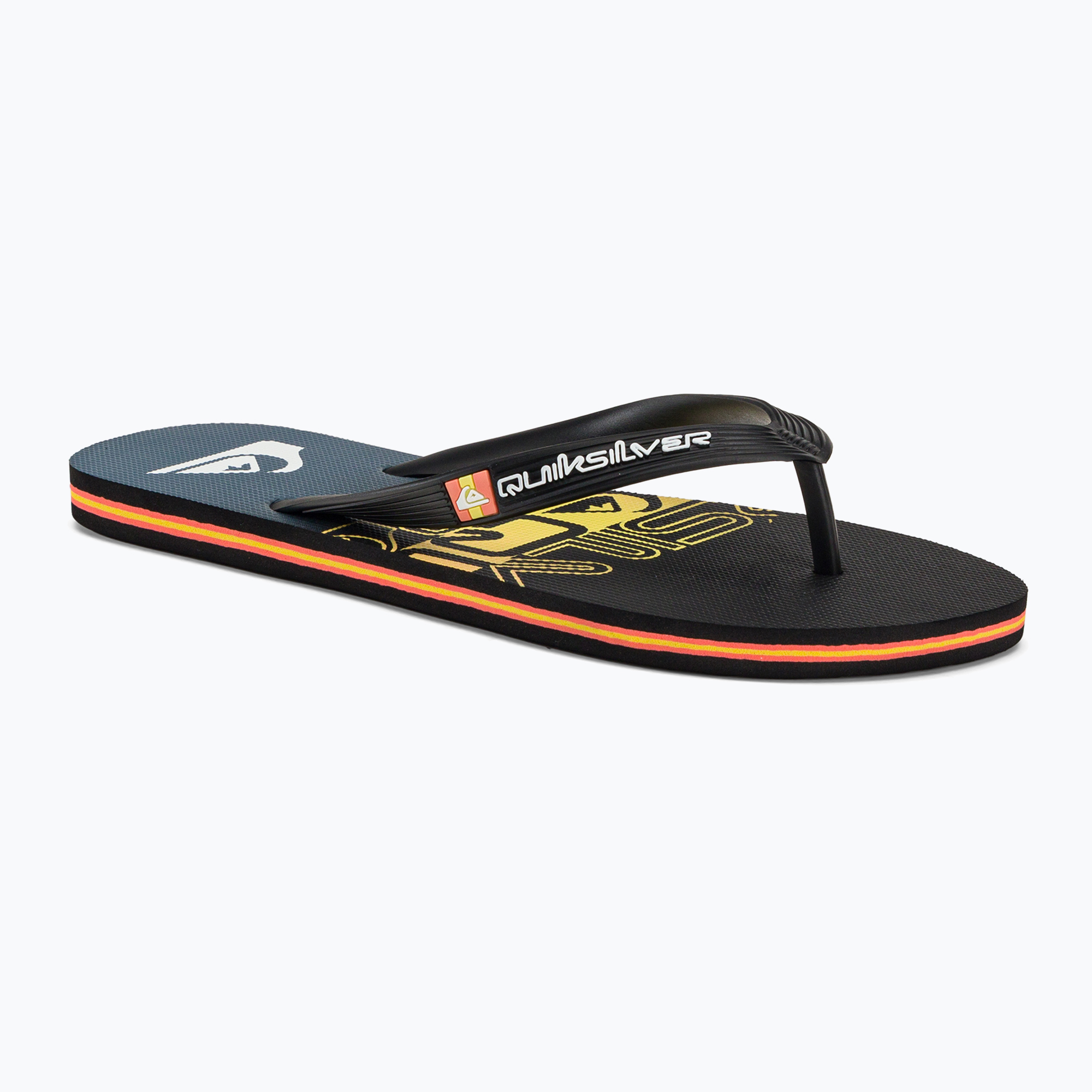 Quiksilver men's Molokai Wordblock flip flops black and blue AQYL101287 (39 (6 US))