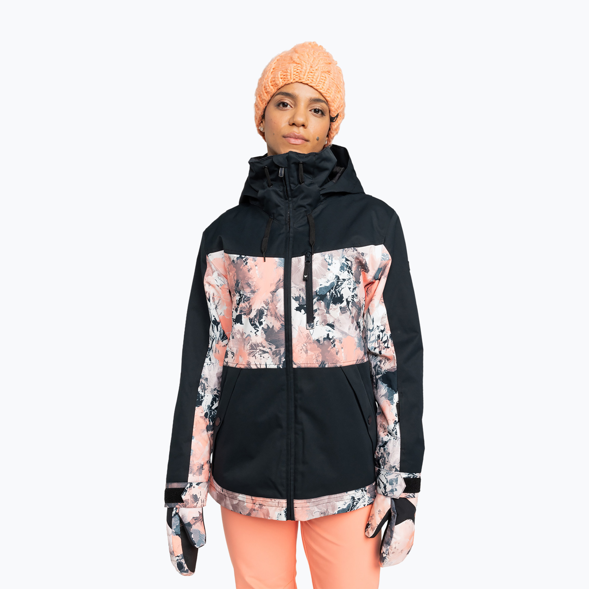 Women's snowboard jacket ROXY Presence Parka peach pink dreamy picture (L)
