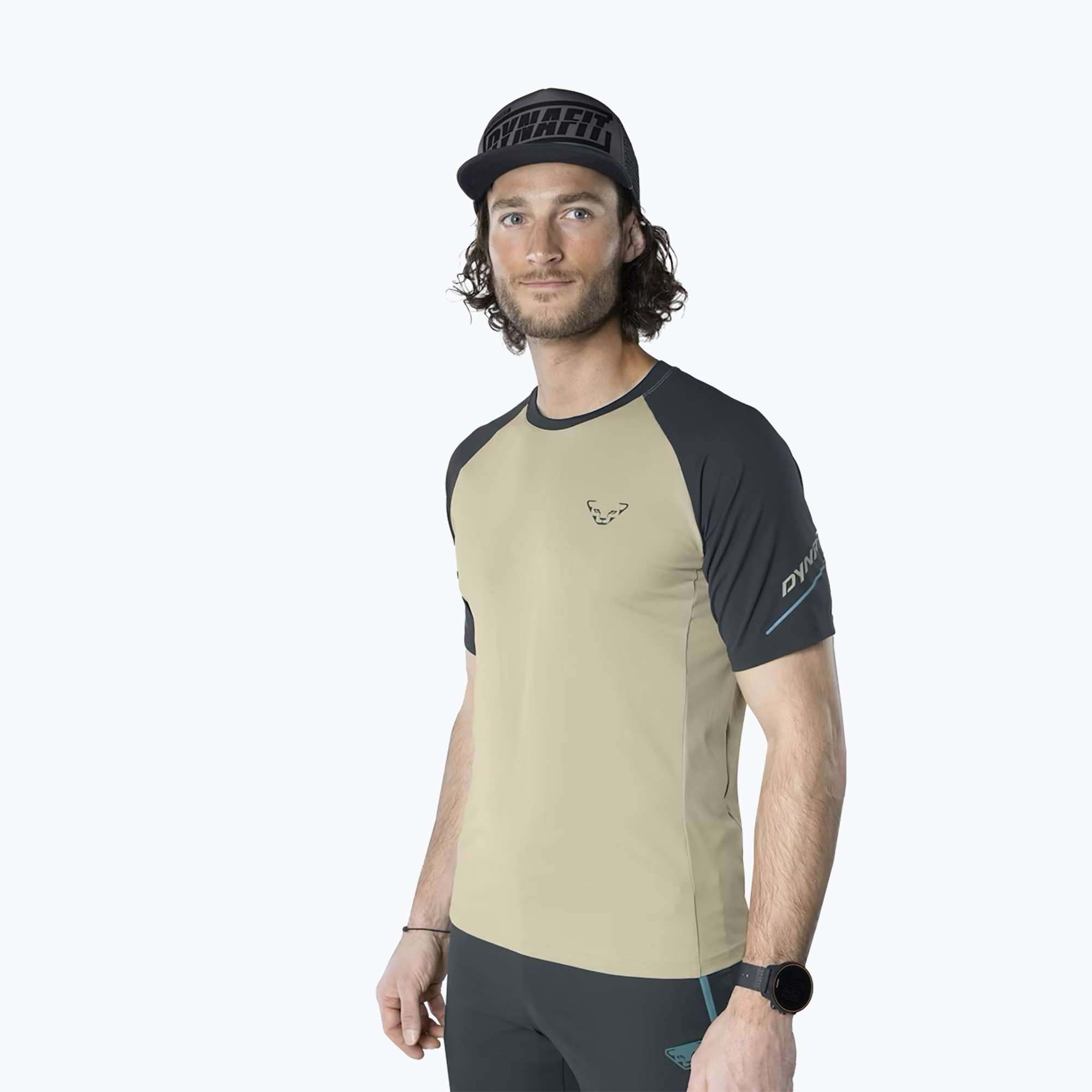 Men's DYNAFIT Alpine Pro rock khaki running shirt (S)