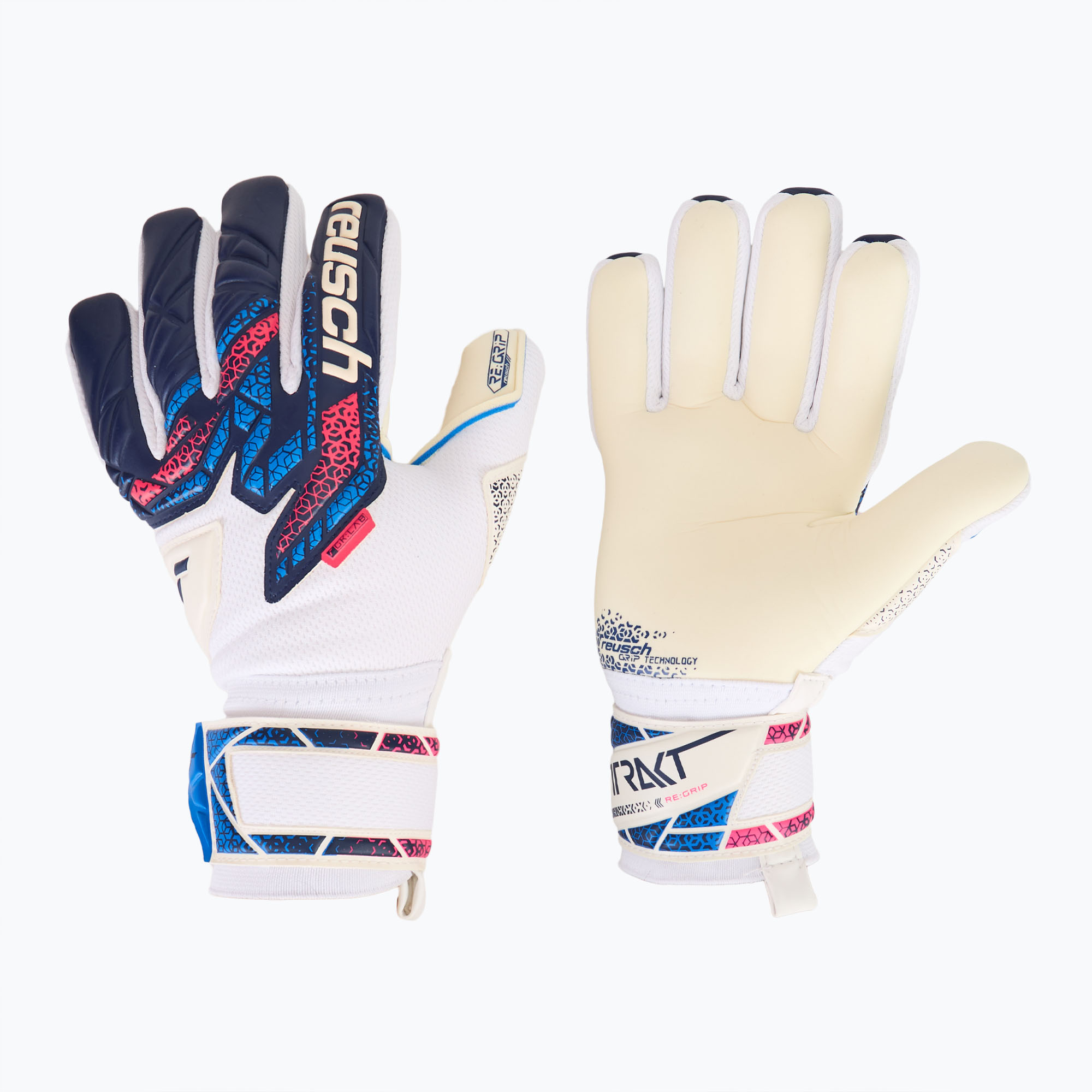 Reusch Attrakt RE:GRIP NC goalkeeper gloves blue/pink/white (8)