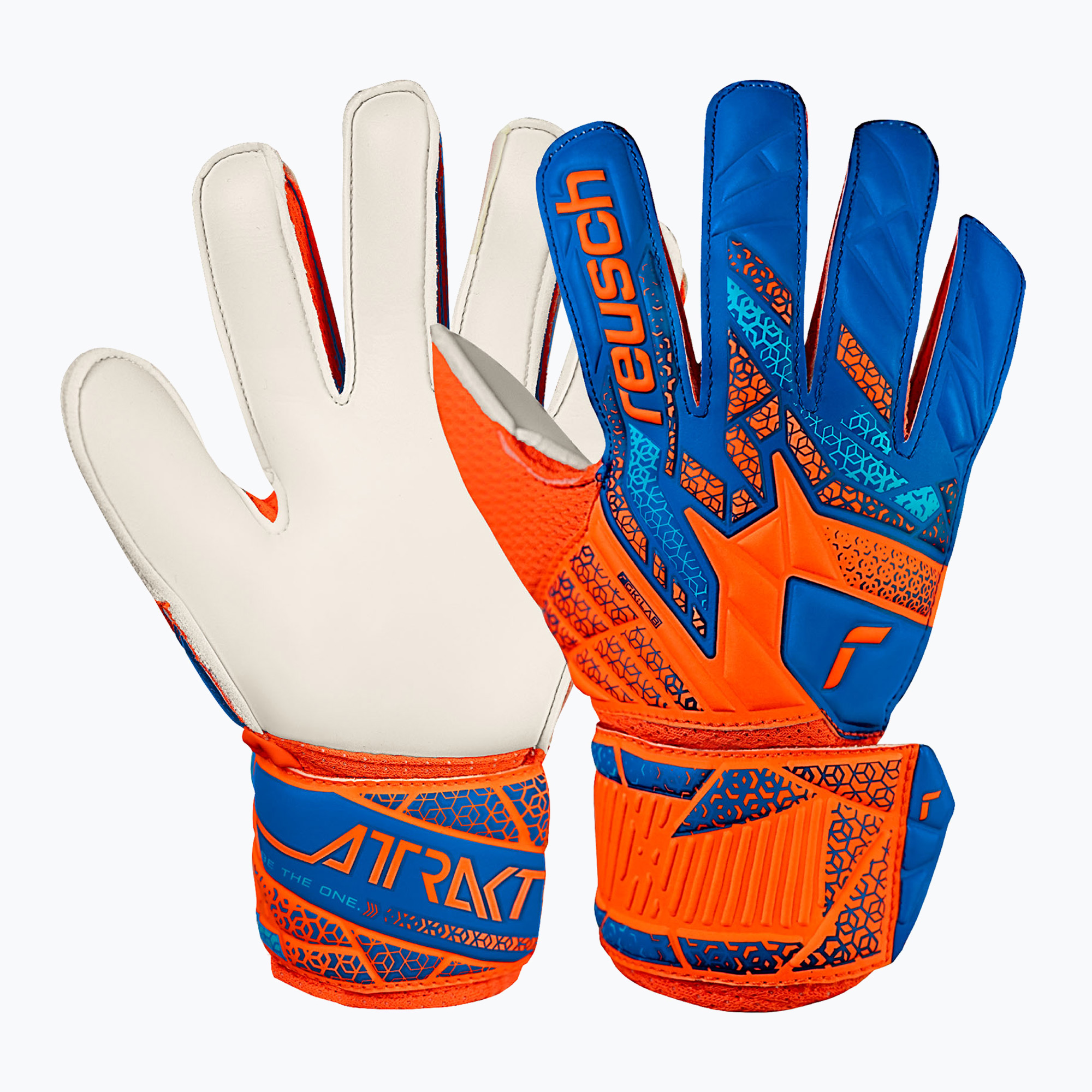 Reusch Attrakt Solid Junior shocking orange/blue children's goalkeeper gloves (7)