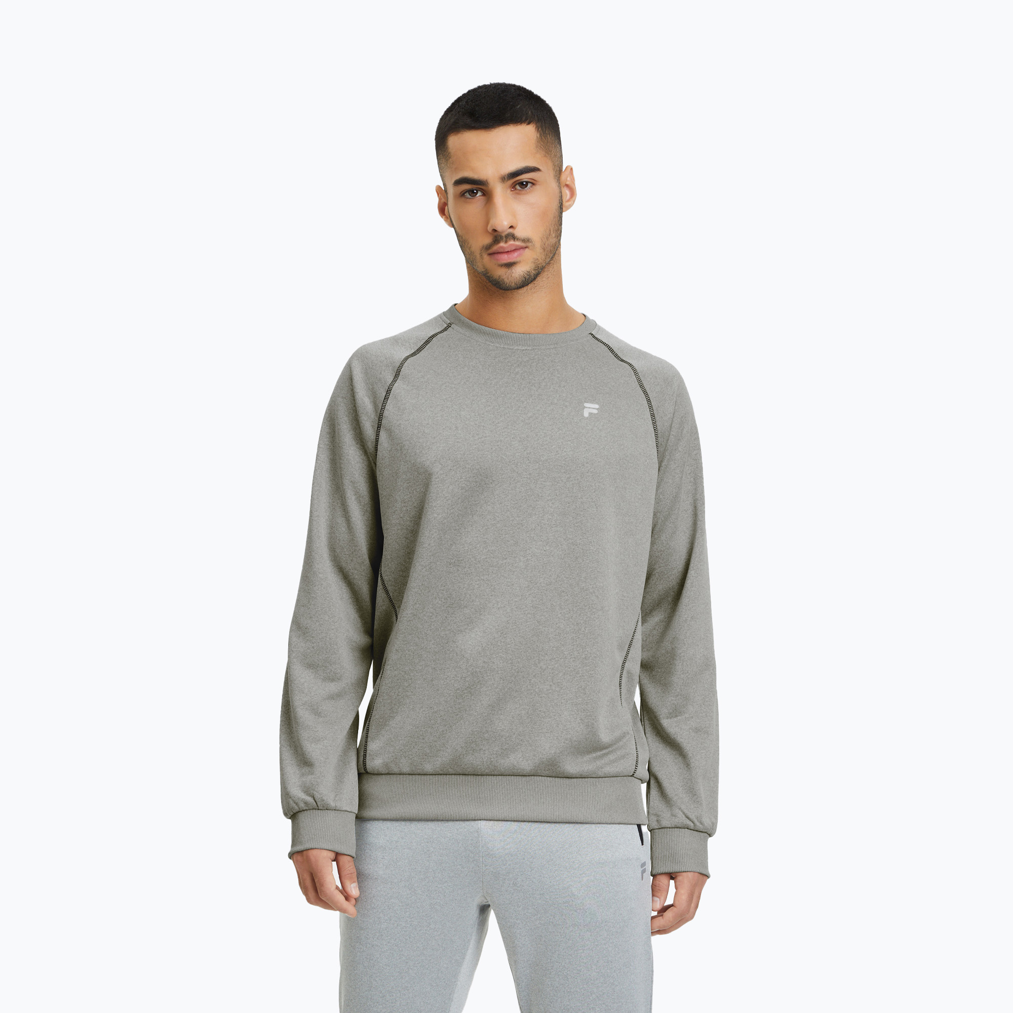Men's FILA Landin Raglan Crew Sweatshirt light grey melange (M)