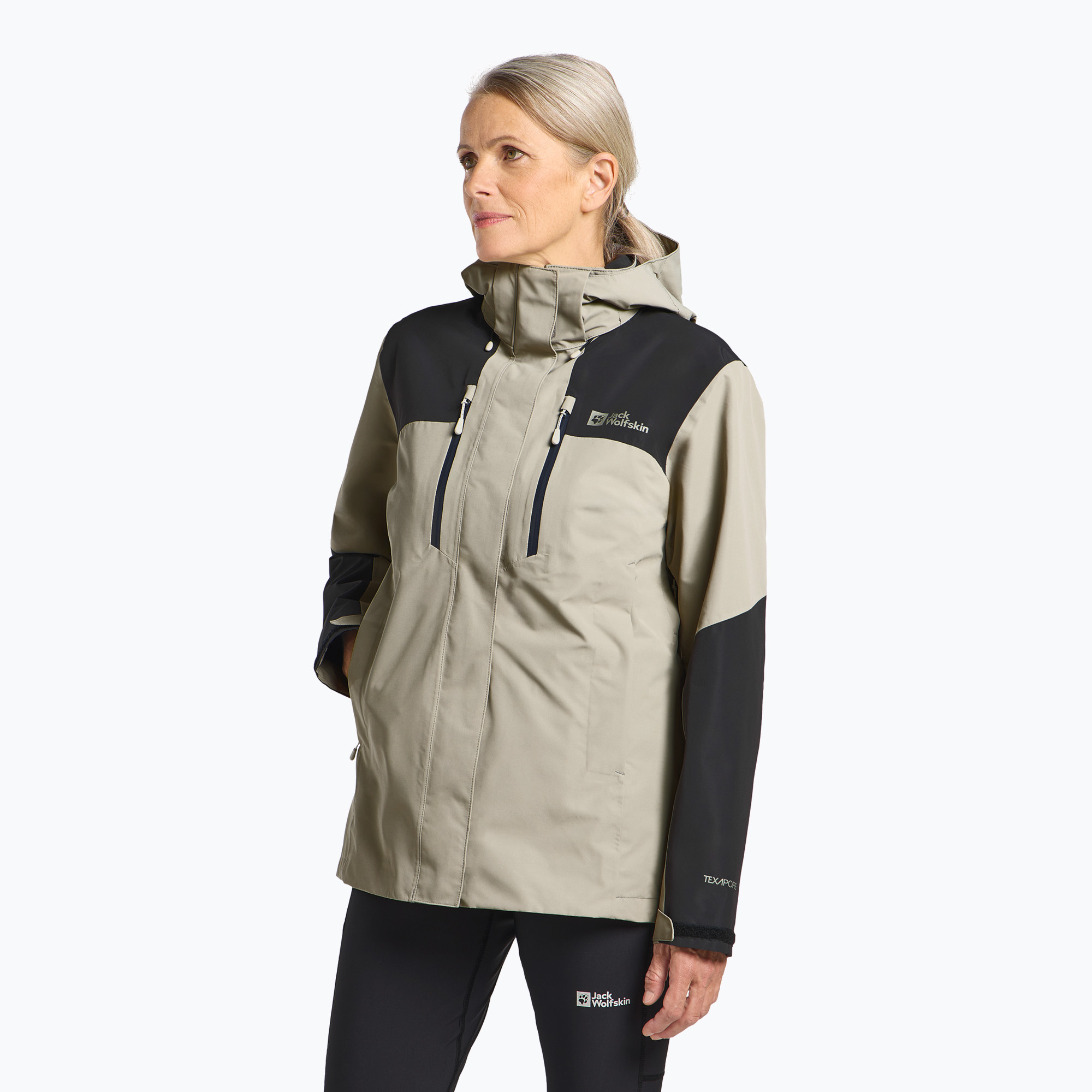 Jack Wolfskin Jasper 2L stone women's rain jacket (XS)