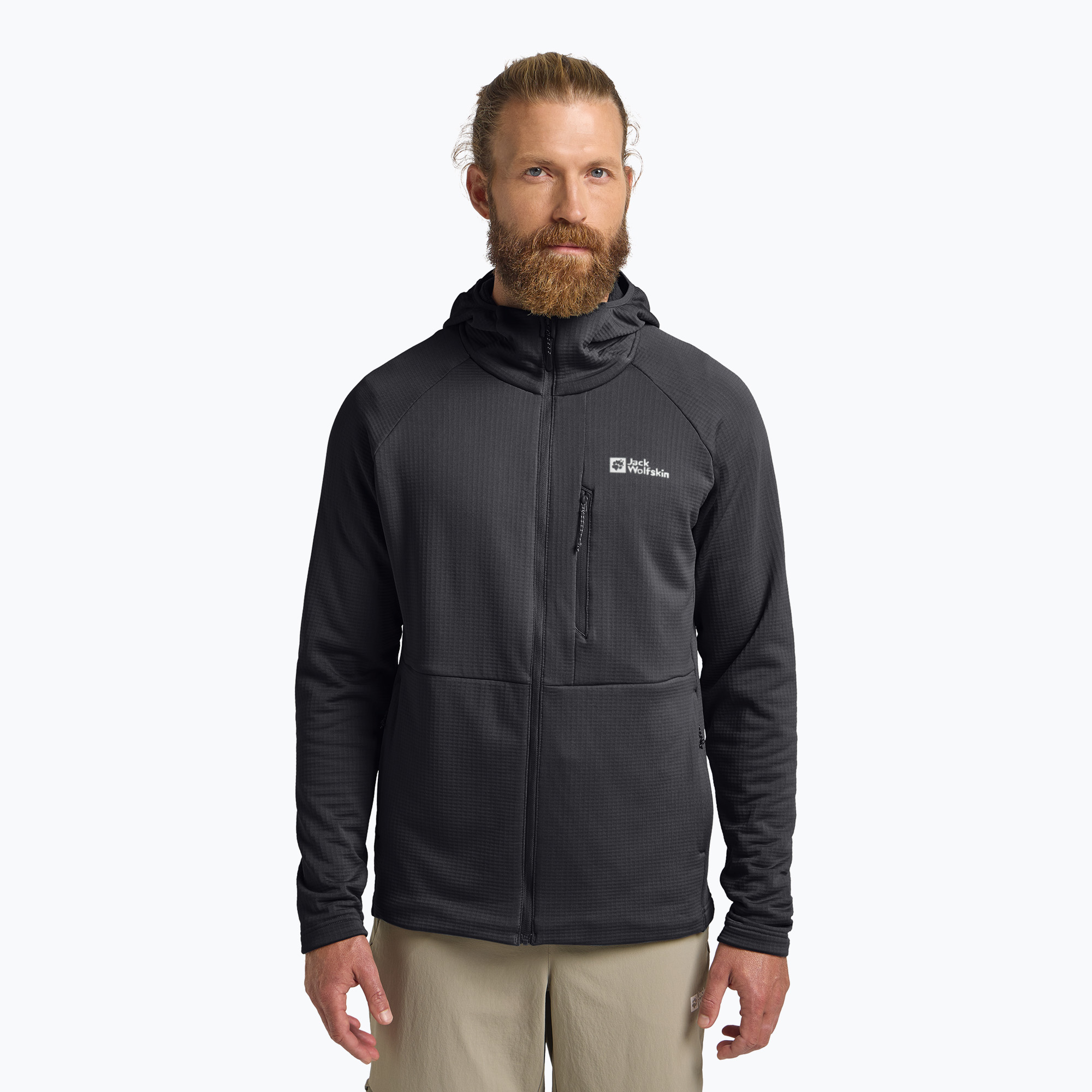 Men's fleece top Jack Wolfskin Kolbenberg Hooded Full Zip phantom (S)