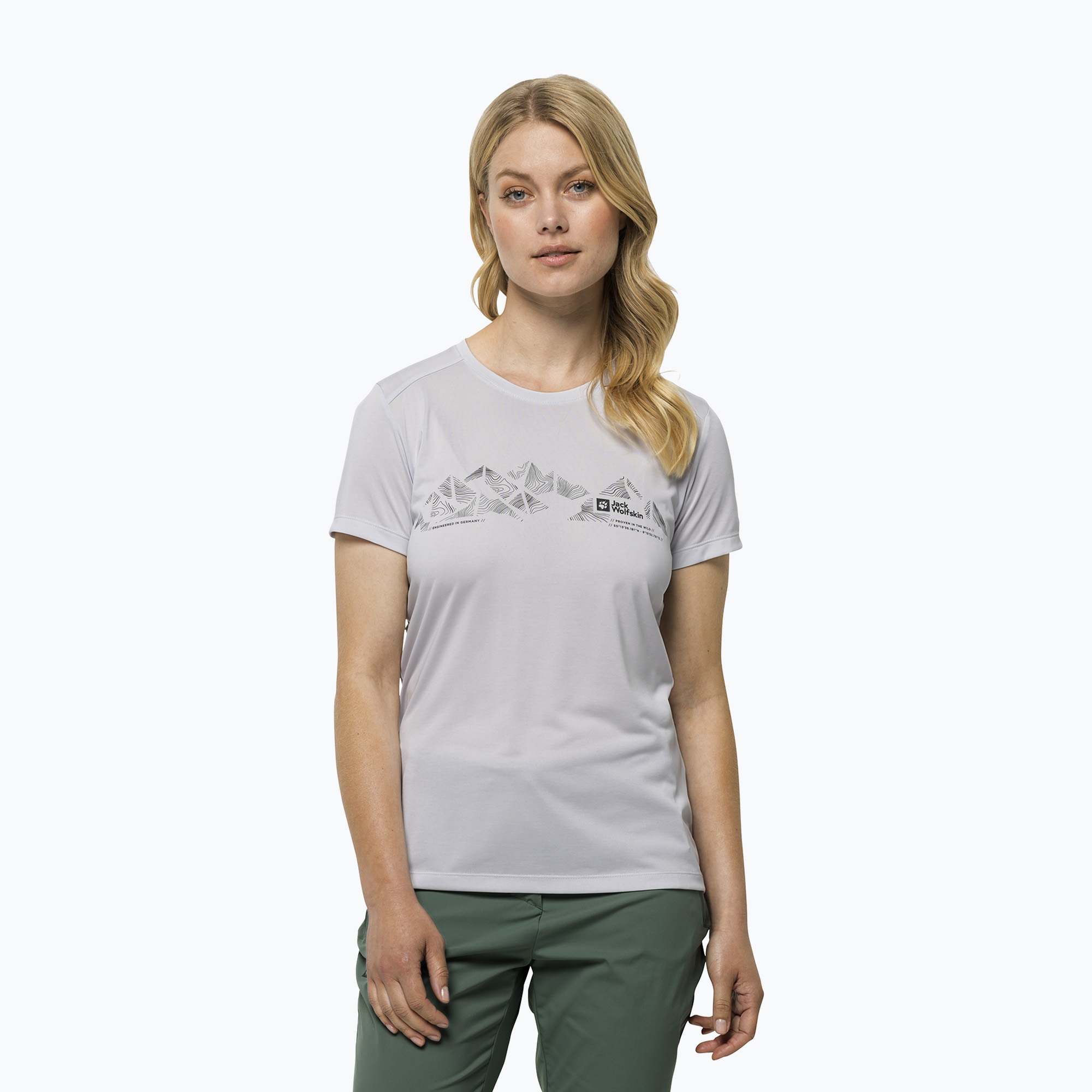 Women's trekking t-shirt Jack Wolfskin Crosstrail Graphic white 1807213 (S)
