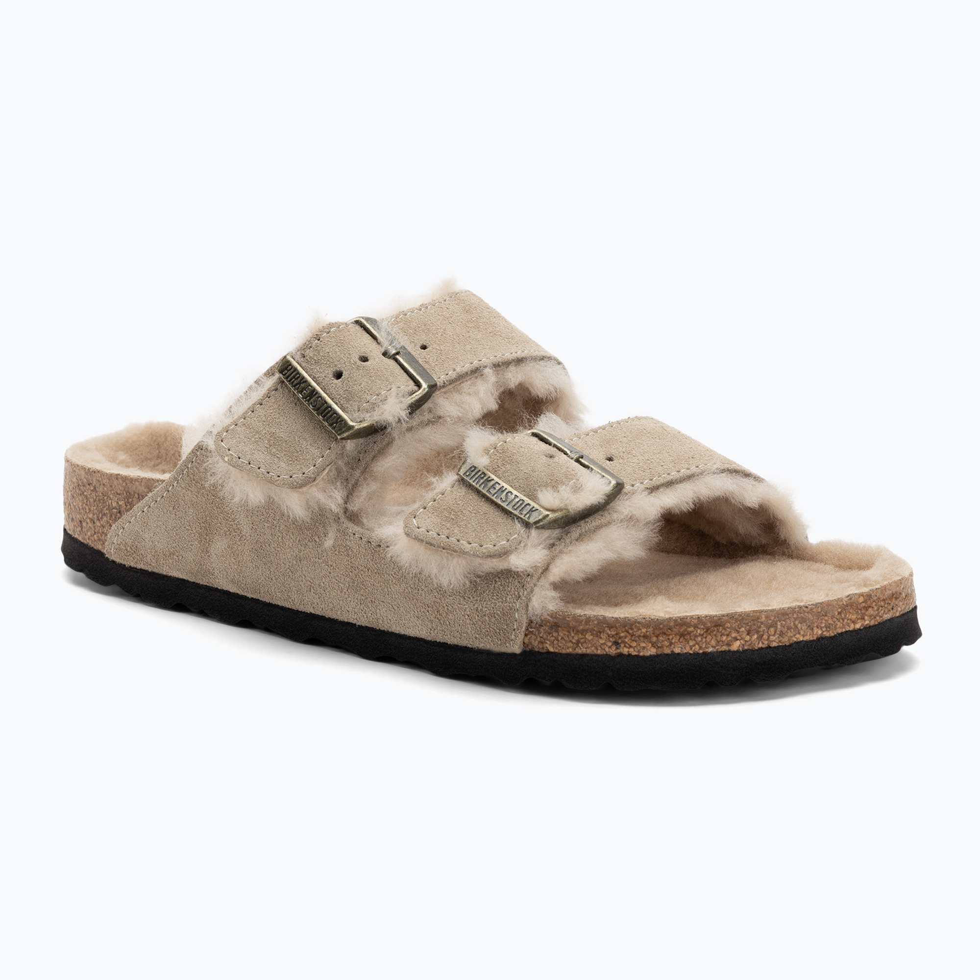 BIRKENSTOCK Arizona Shearling SL Narrow taupe flip-flops (39 EU)