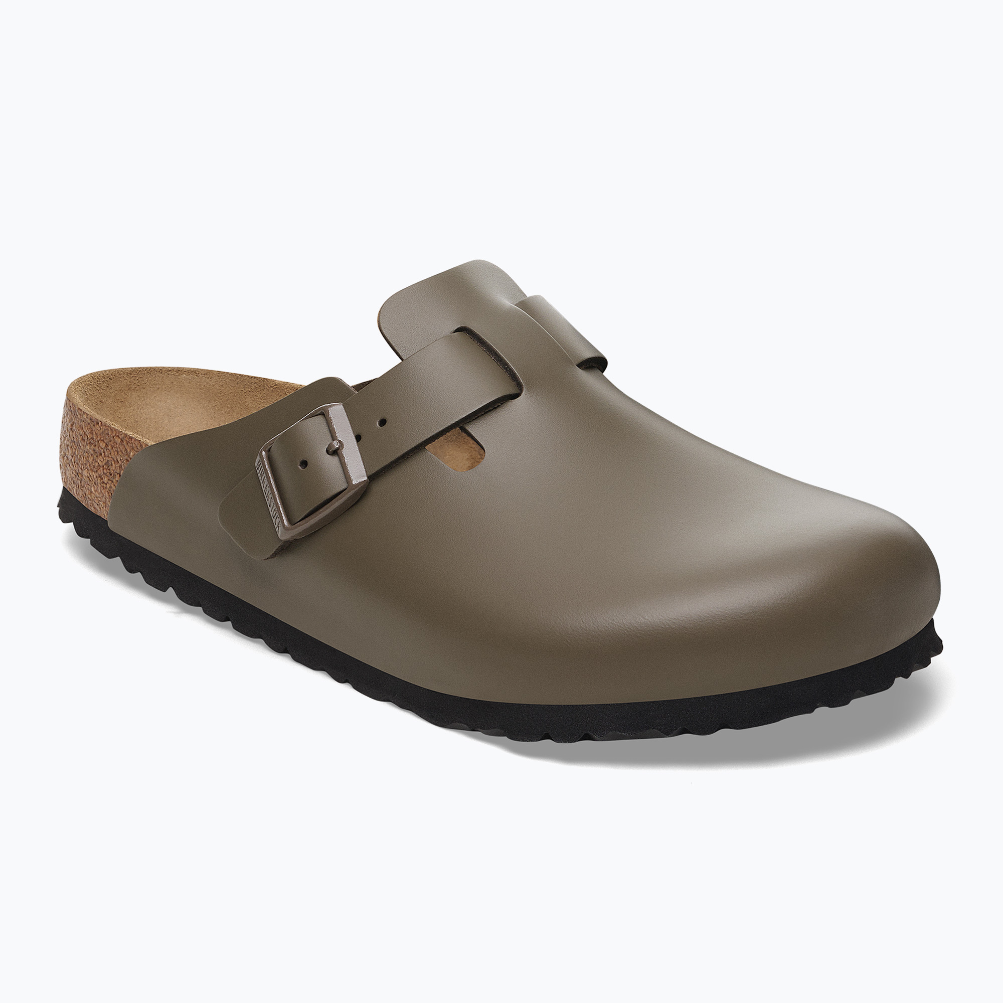 BIRKENSTOCK flip-flops Boston NL Narrow smooth leather concrete gray (40 EU)
