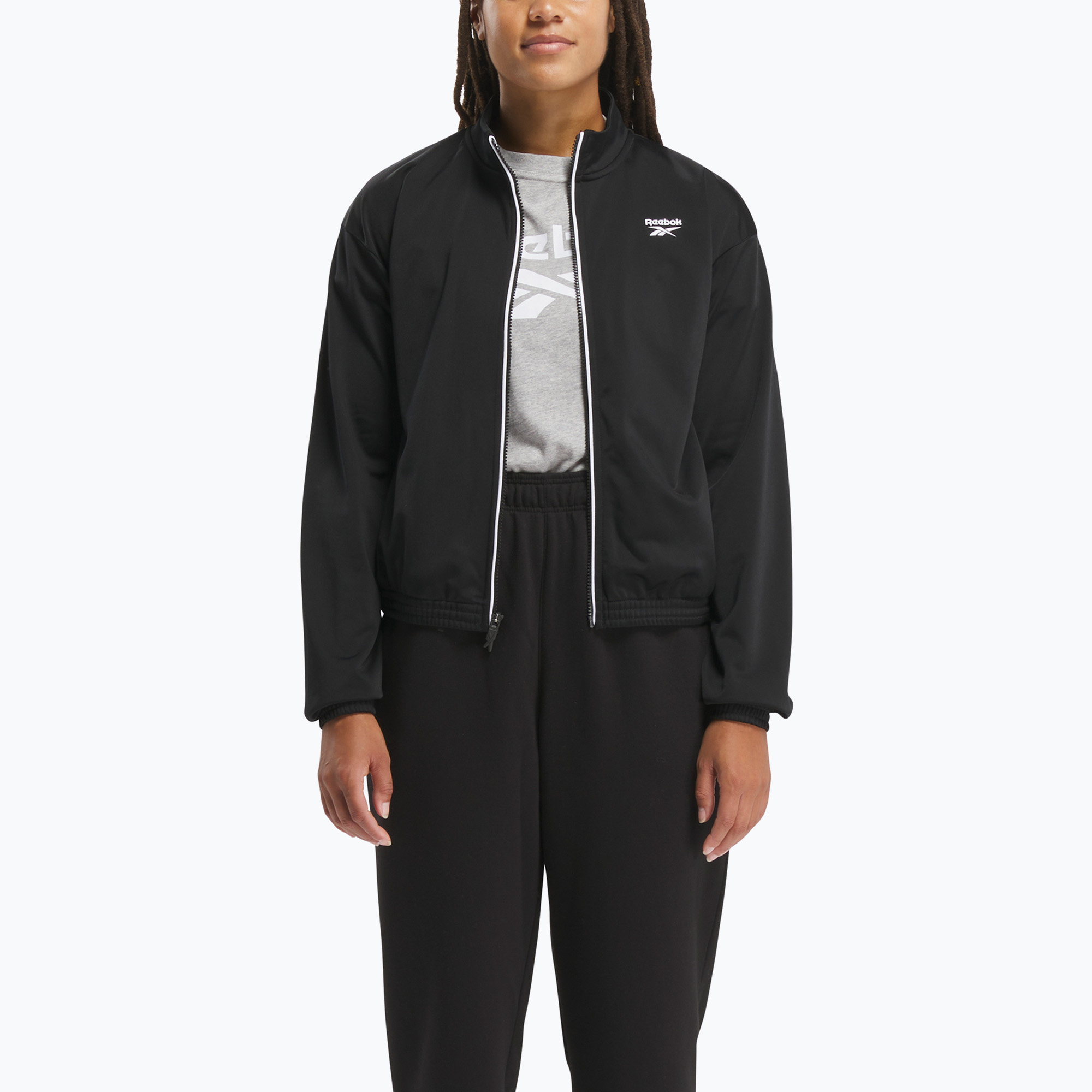 Women's training jacket Reebok Identity Back Vector Tricot Track black (L)