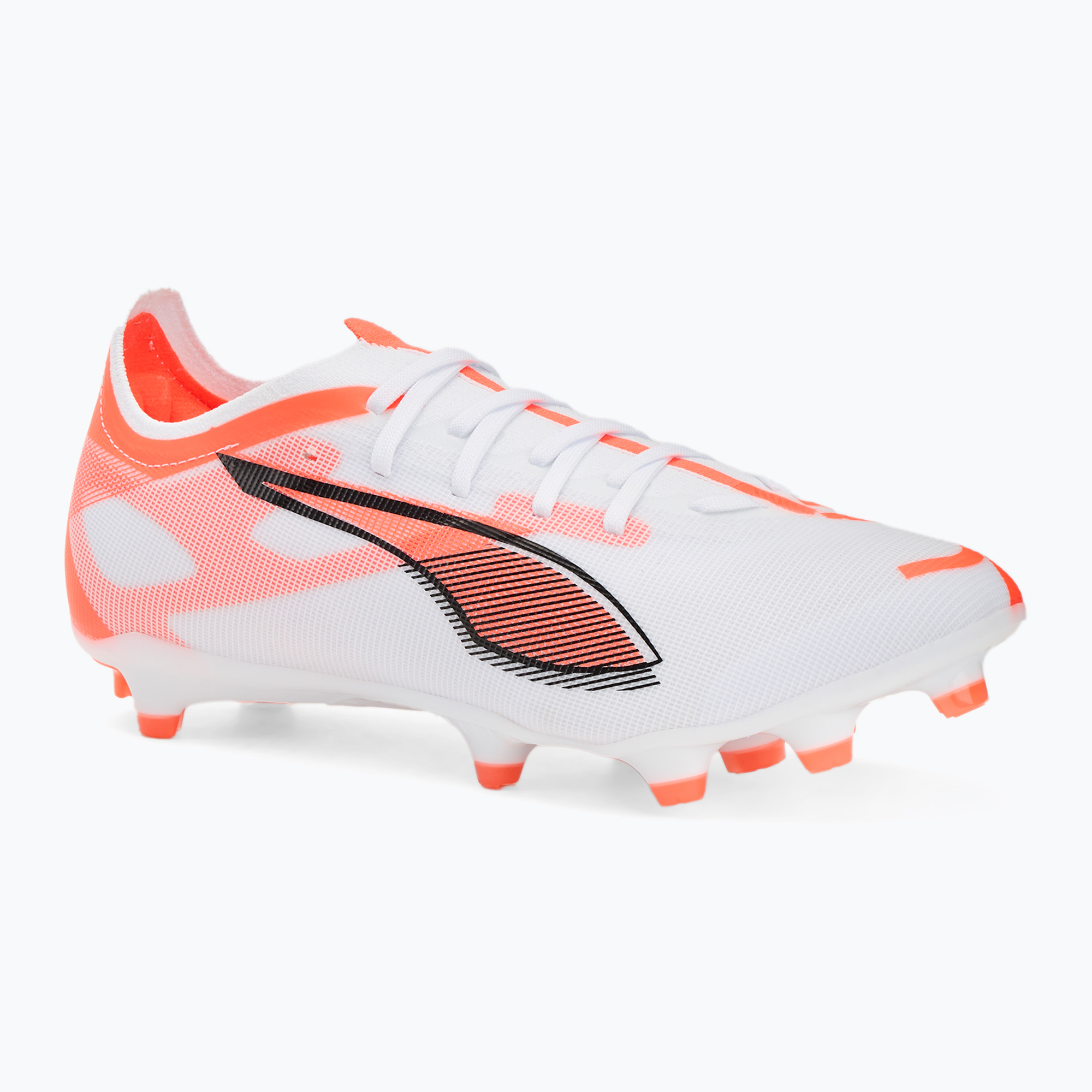 Men's football boots PUMA Ultra 5 Match FG/AG puma white/puma black/glowing red (45 EU)