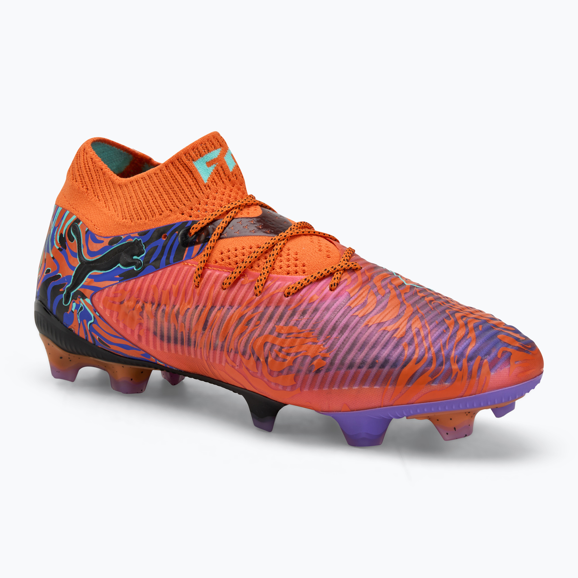 Men's football shoes PUMA Future 8 Ultimate Creativity FG orange poppy/dark amethyst/electric peppermint/black (44.5 EU)