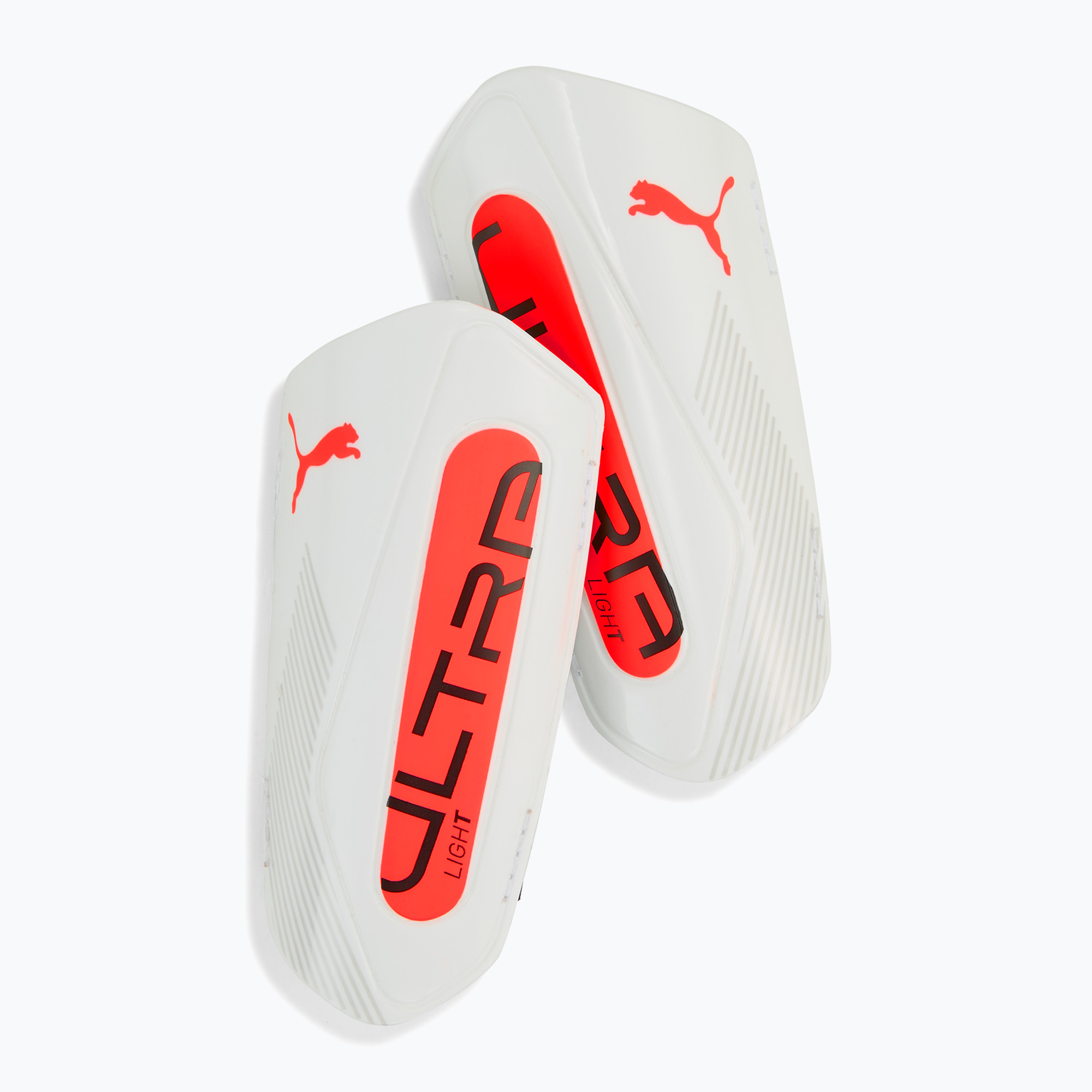 Shin guards PUMA Ultra Light Strap puma white/glowing red (S)