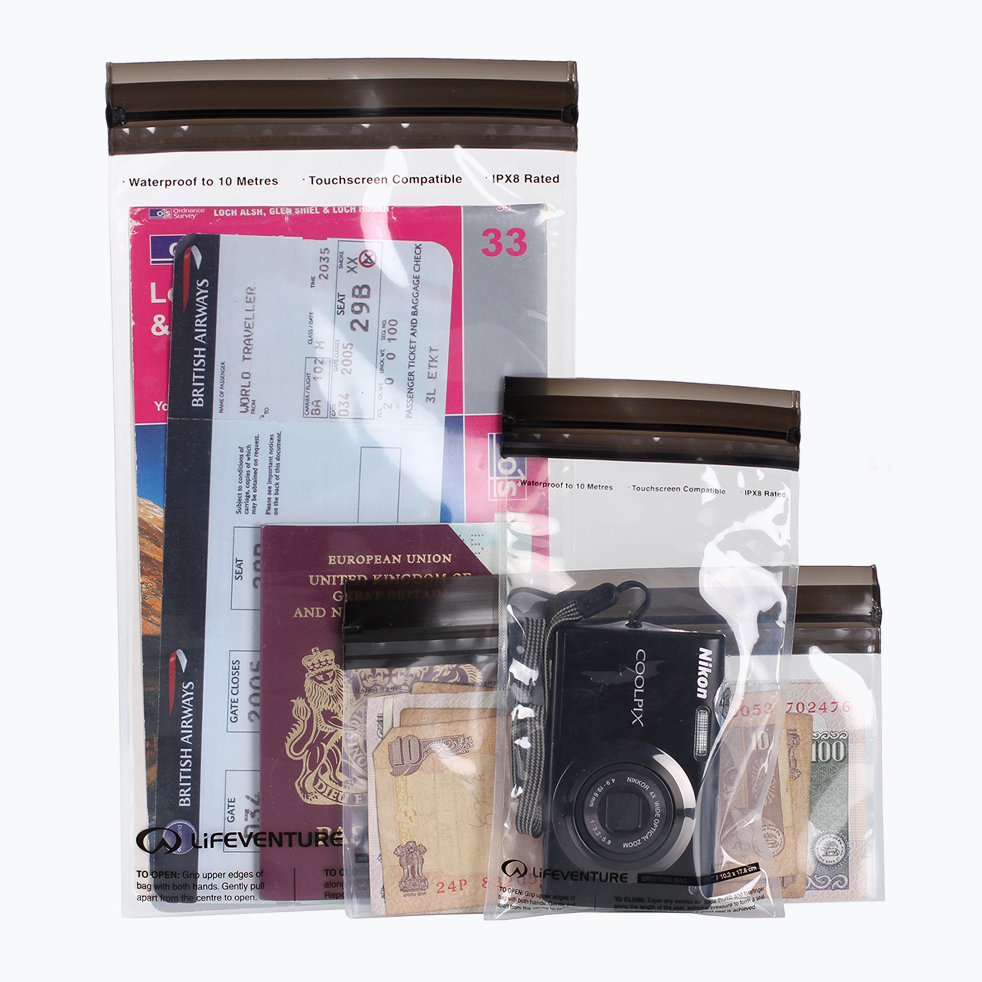 Lifeventure DriStore LocTop Bags For Valuables 3 pack waterproof case