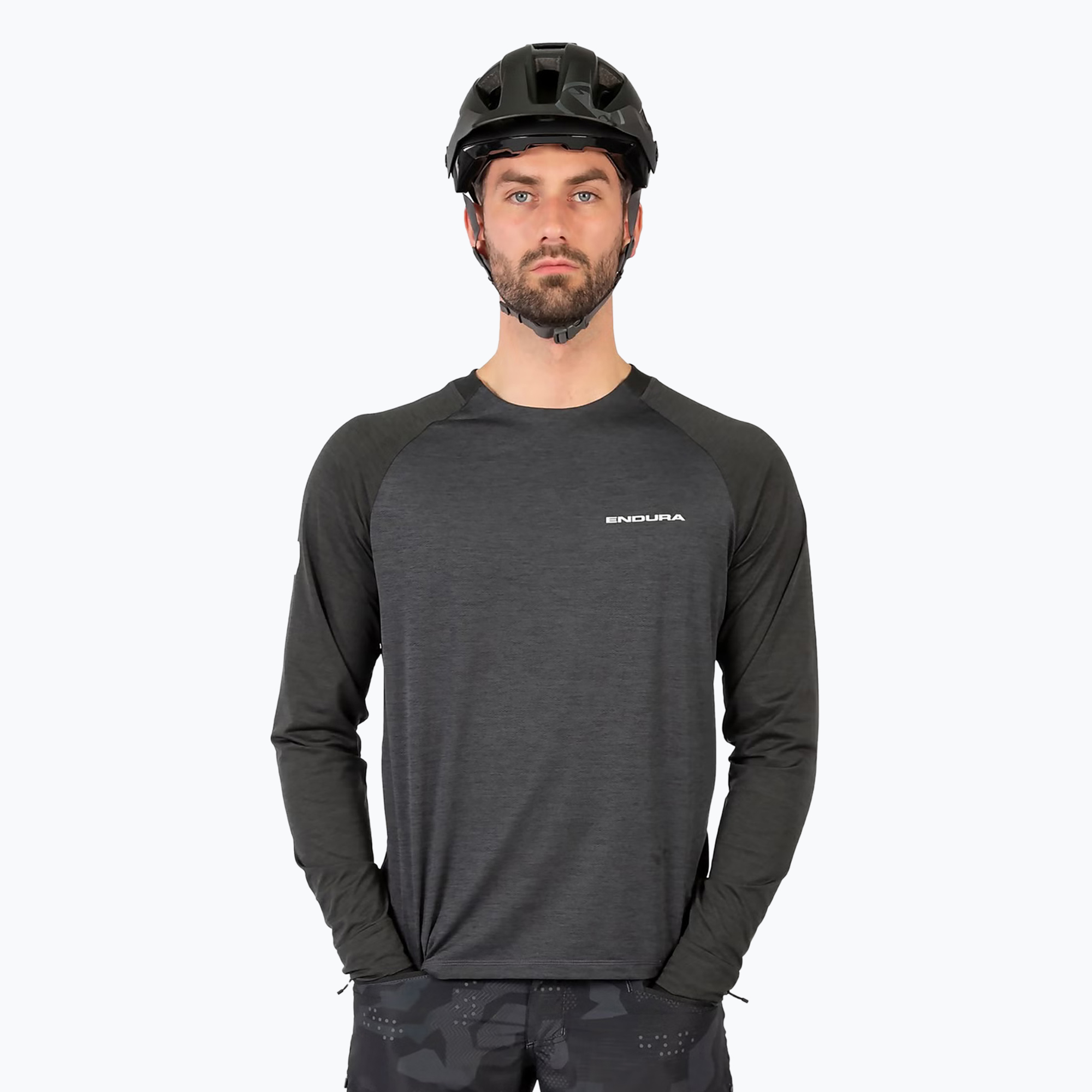 Men's Endura Singletrack pewter cycling longsleeve (L)