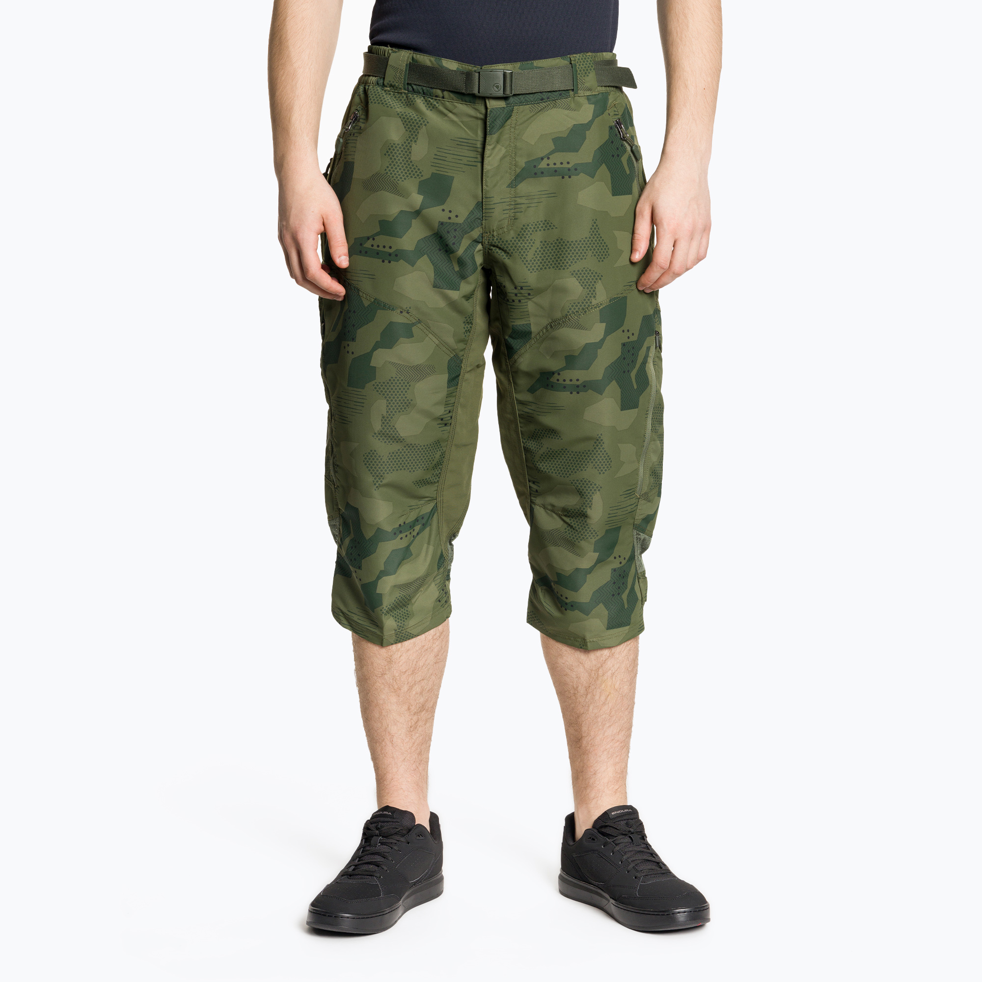 Men's Endura Hummvee 3/4 olive camo cycling shorts (XL)