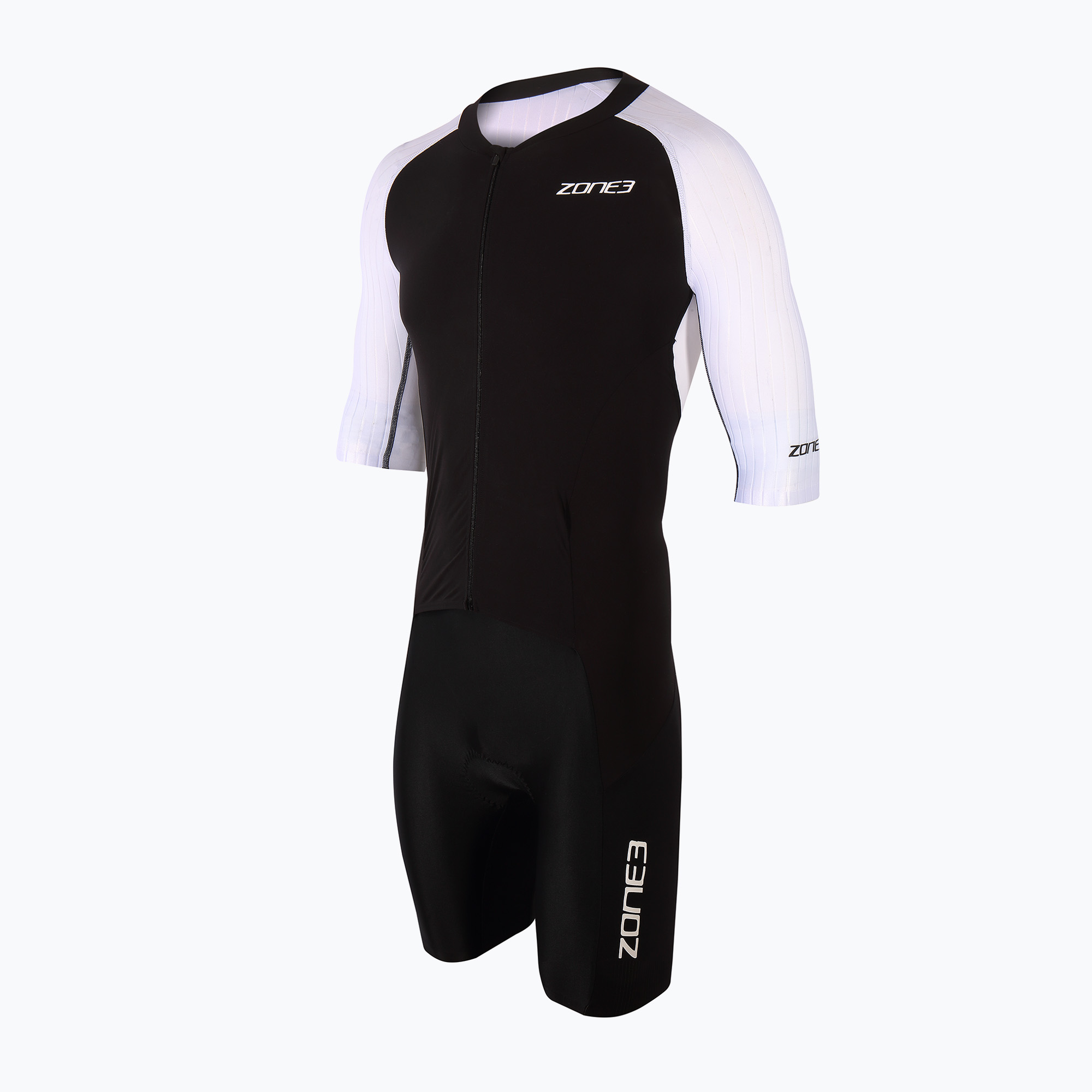 Men's ZONE3 Lava Long Distance Full Zip Aero Suit triathlon suit black/white/red (L)