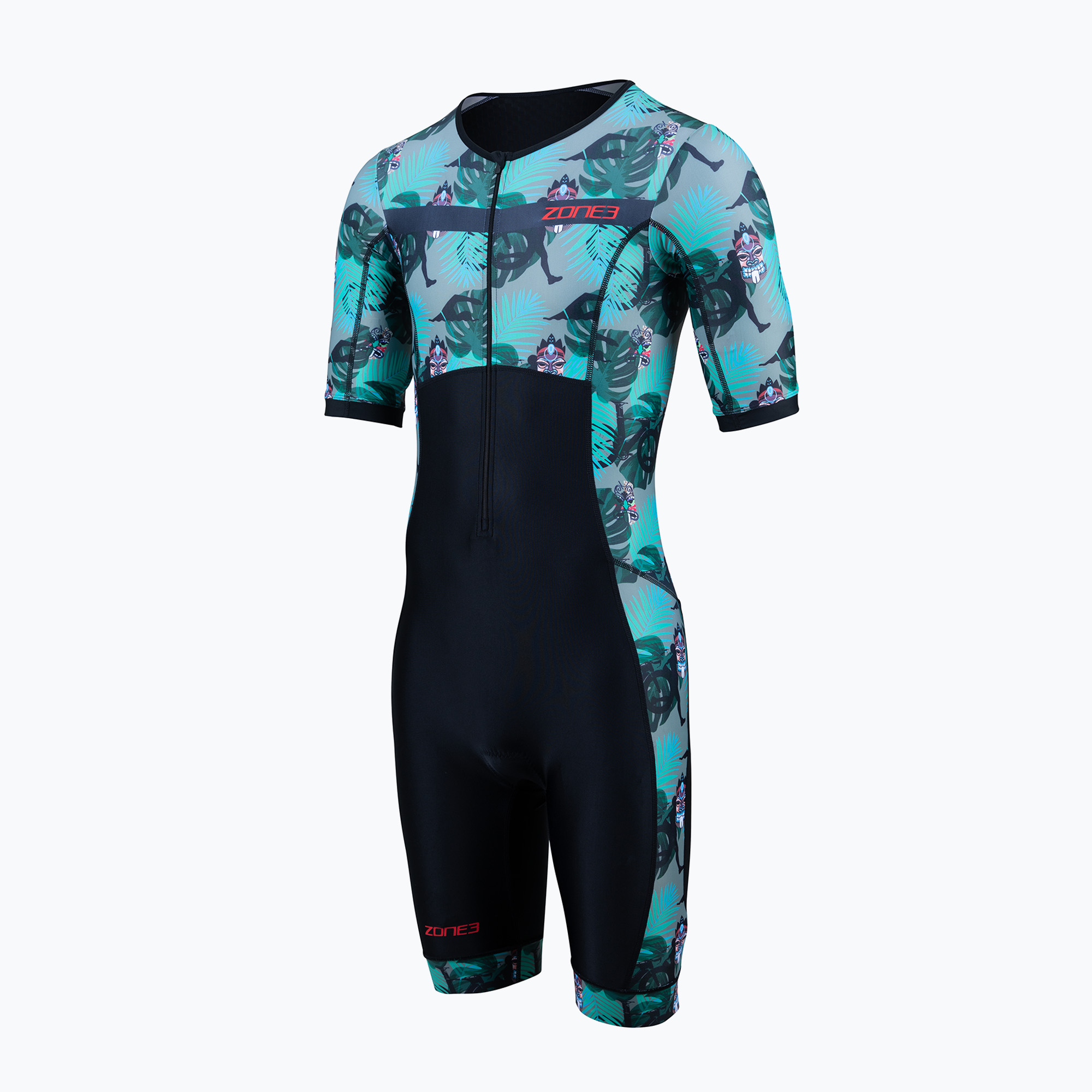 Men's ZONE3 Activate+ Short Sleeve Trisuit triathlon suit tribal rush/black/khaki (XL)