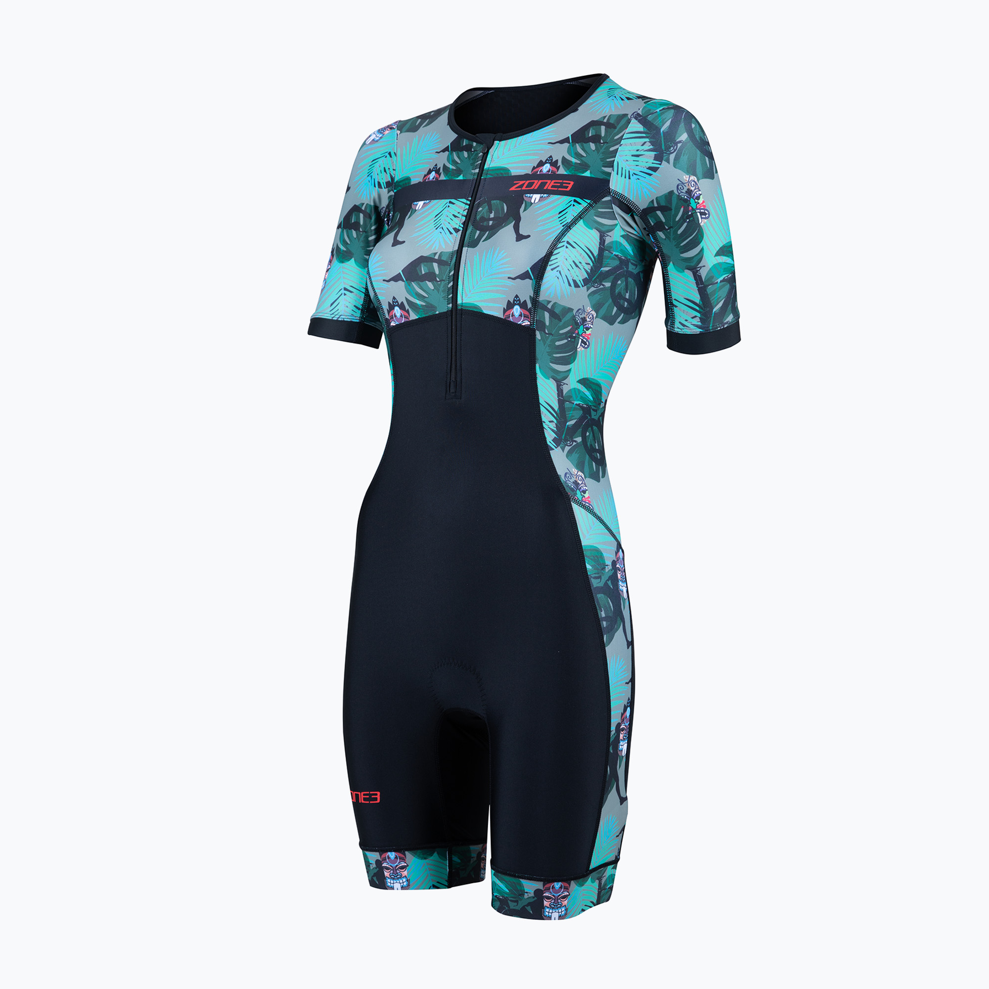 Women's triathlon suit ZONE3 Activate+ Short Sleeve Trisuit tribal rush/black/khaki (L)