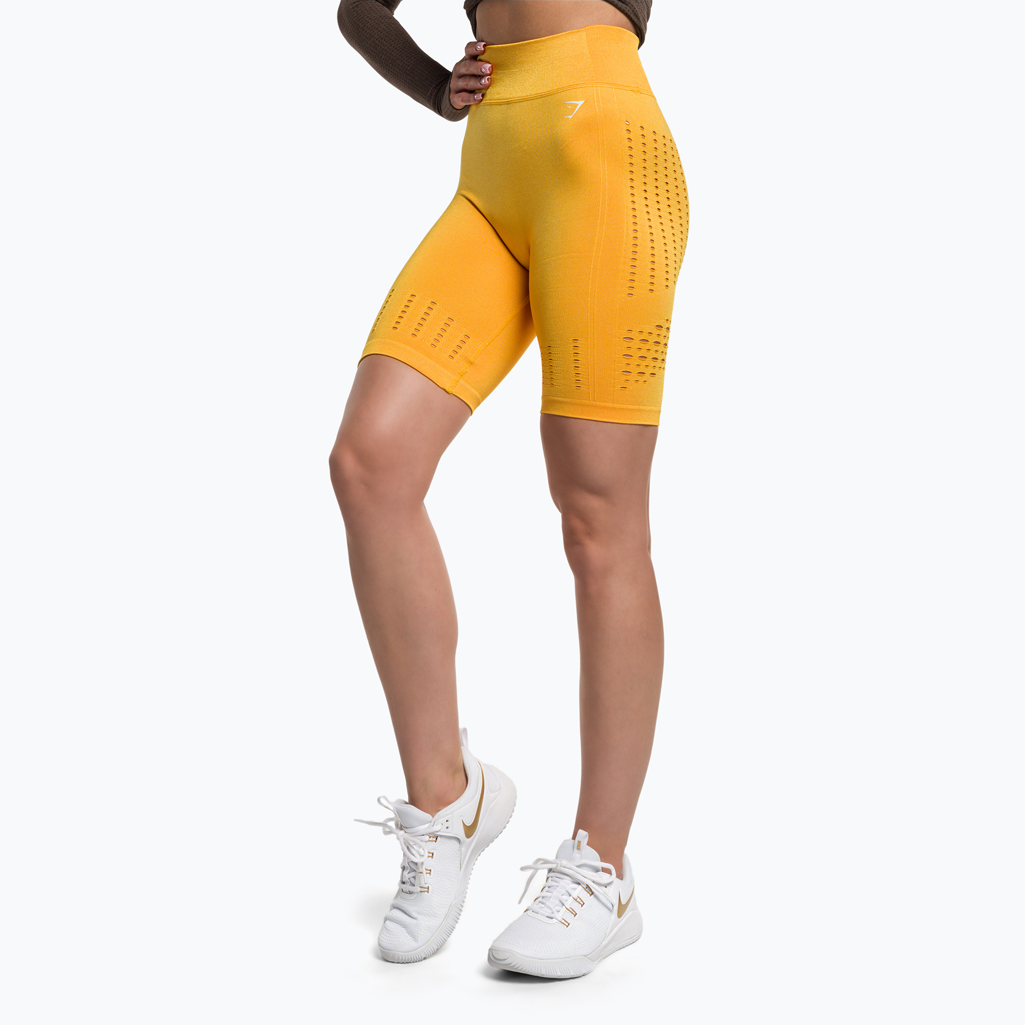 Women's Gymshark Flawless Shine Seamless saffron/yellow training shorts (XS)