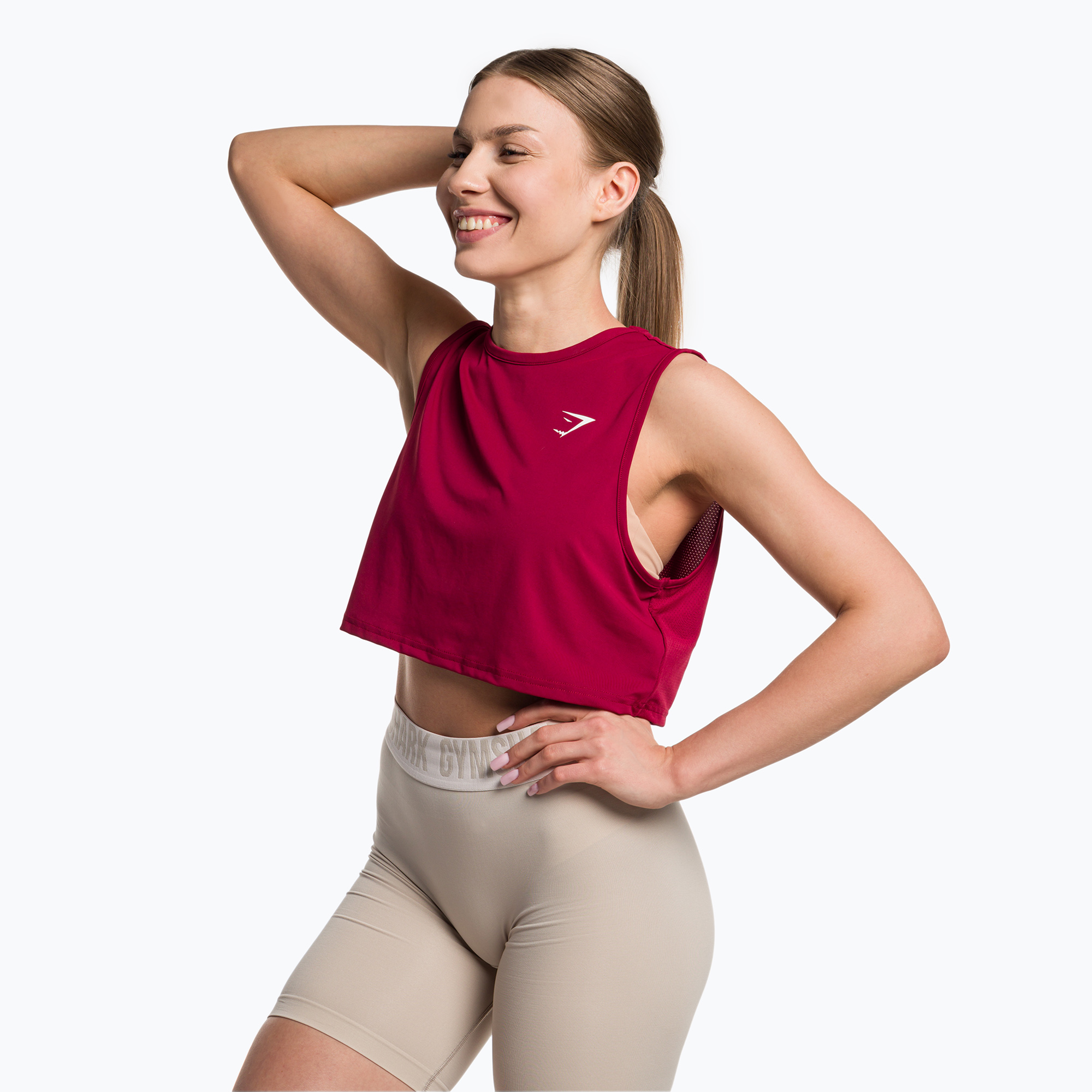 Women's Gymshark Training Crop Tank burgundy/red top