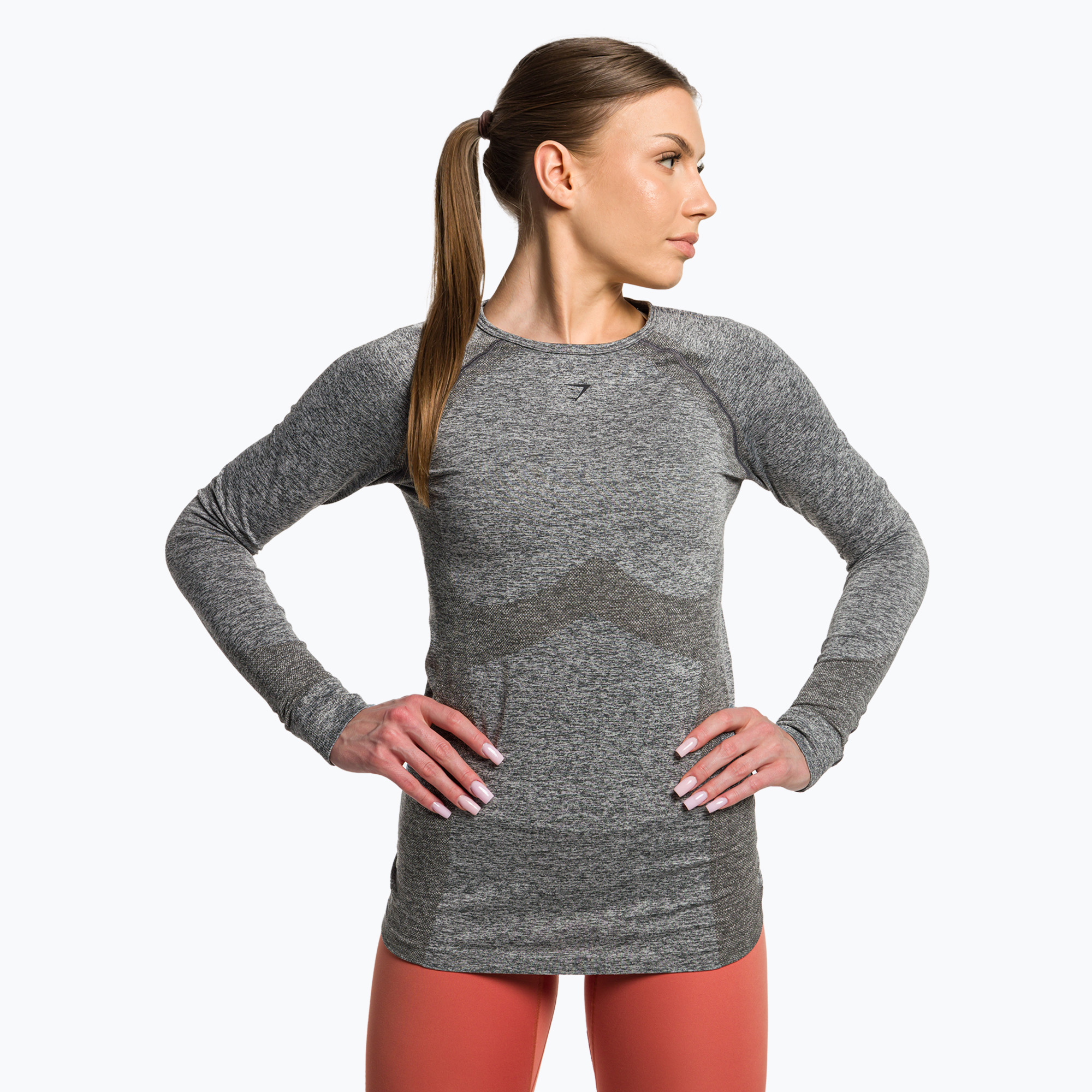 Women's training longsleeve Gymshark Flex Top charcoal grey marl (XS)