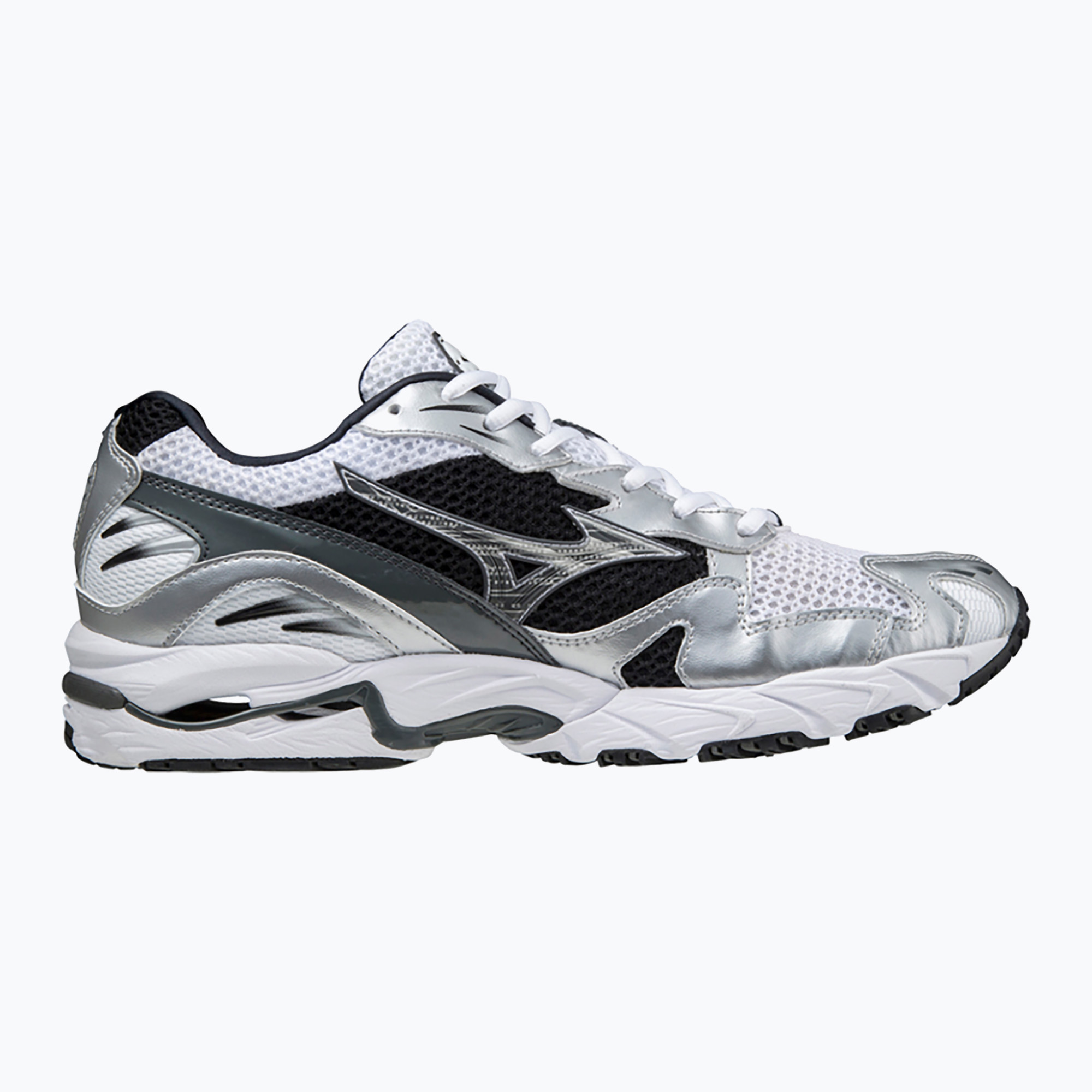 Men's shoes Mizuno Wave Rider 10 white/silver/black (43 EU)