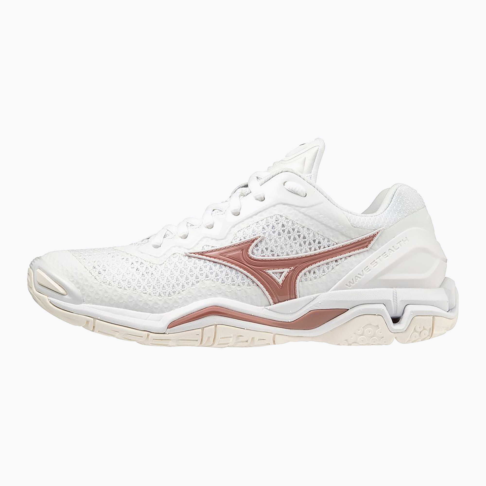 Women's handball shoes Mizuno Wave Stealth V white/rose/snow white (36.5 EU)