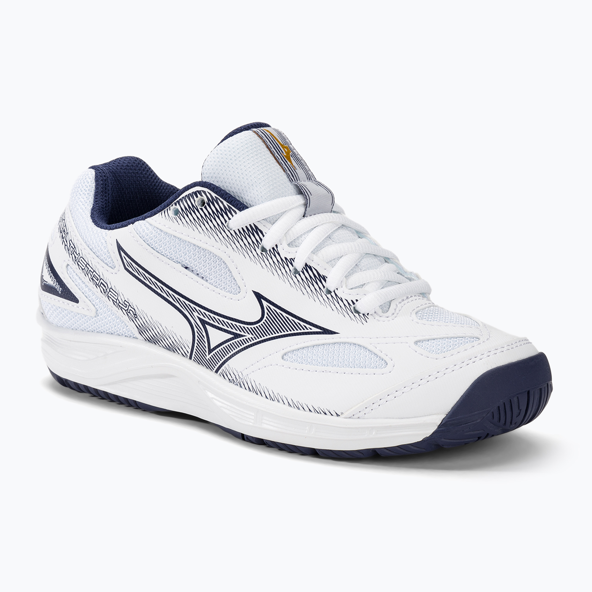 Mizuno Stealth Star 2 Jr children's handball shoes white/blueribbon/mpgold (36.5 EU)