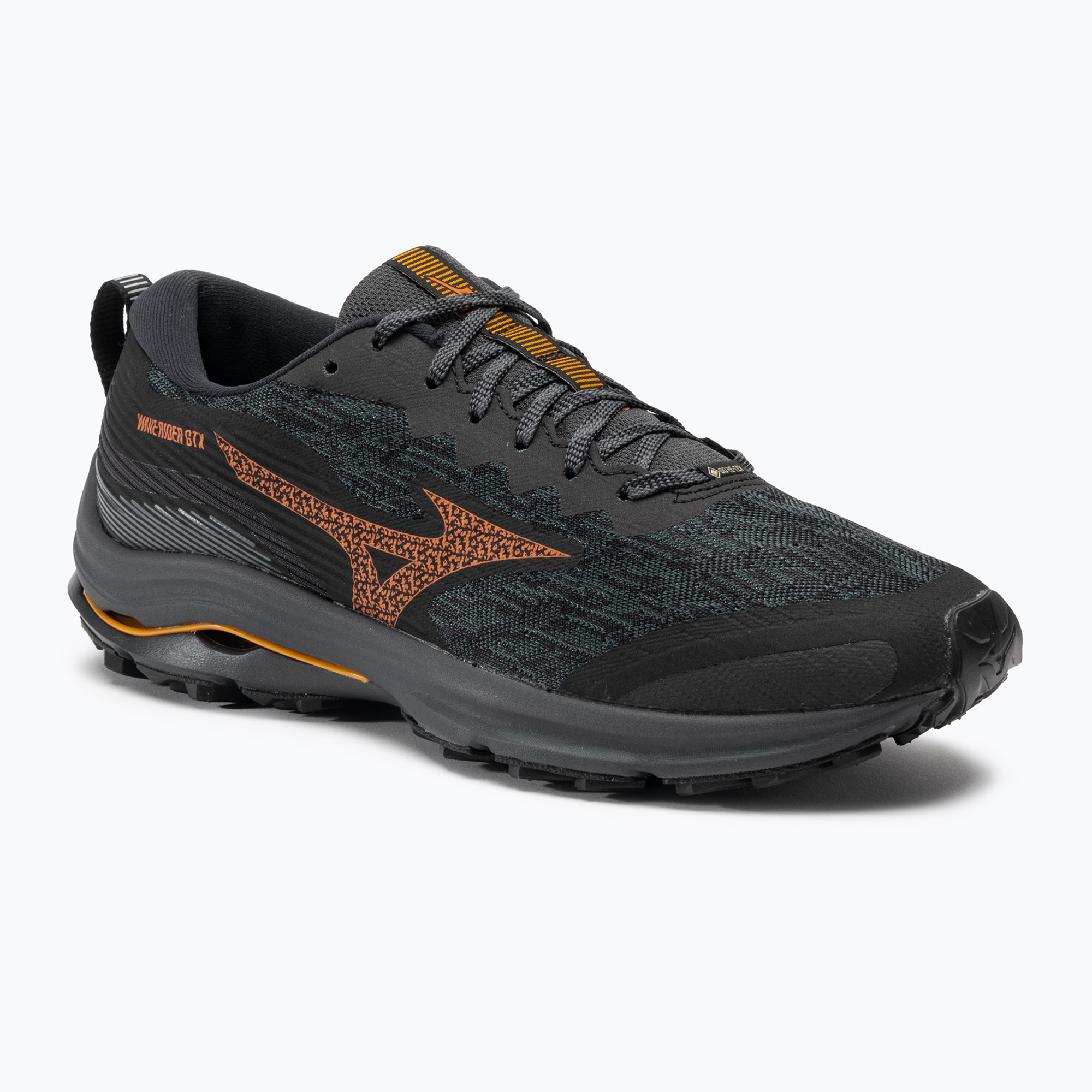 Men's running shoes Mizuno Wave Rider GTX black/nasturtium/carrot curl (42.5 EU)